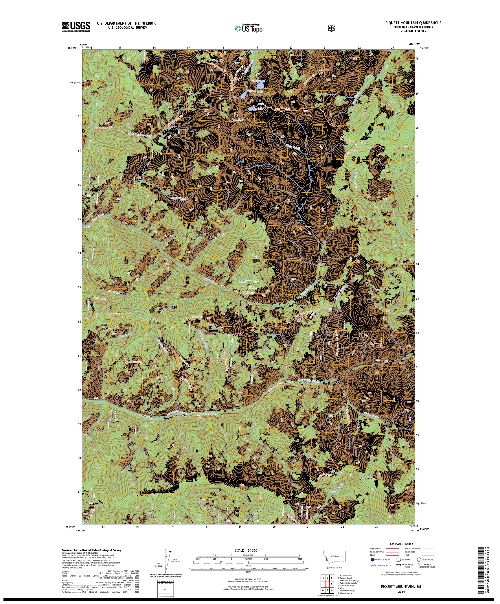 US TOPO 7.5-MINUTE MAP FOR PIQUETT MOUNTAIN, MT