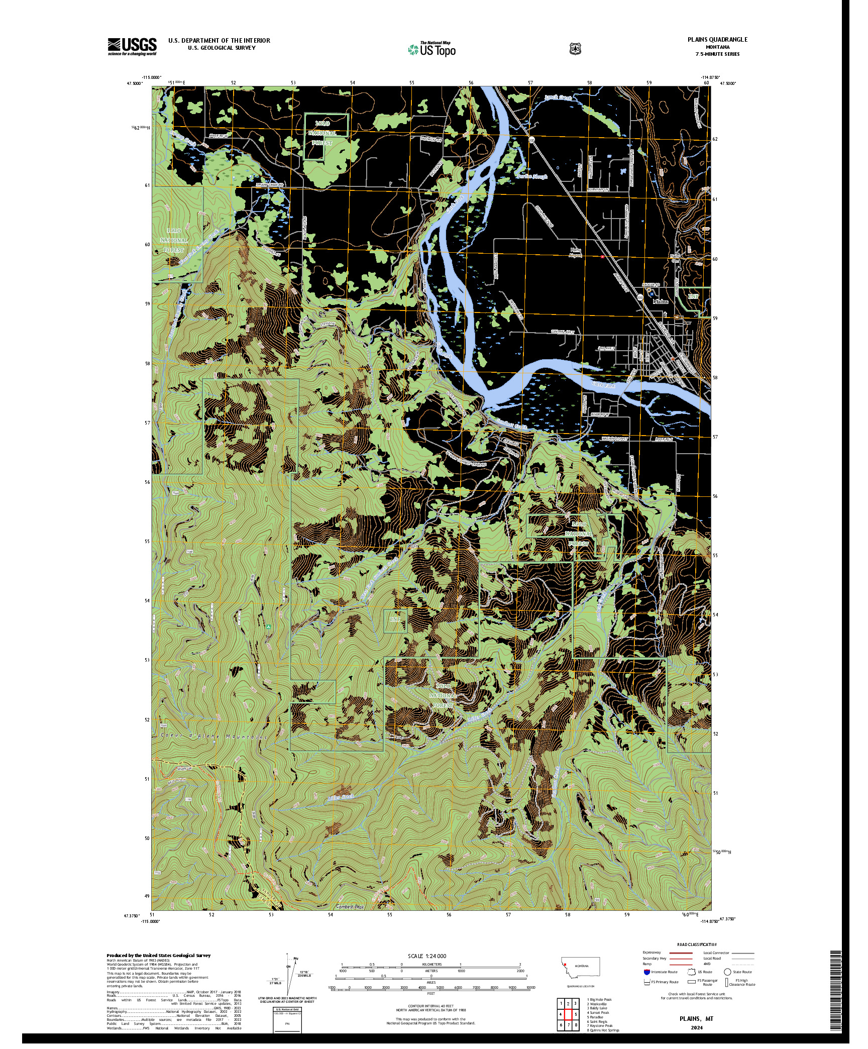 US TOPO 7.5-MINUTE MAP FOR PLAINS, MT