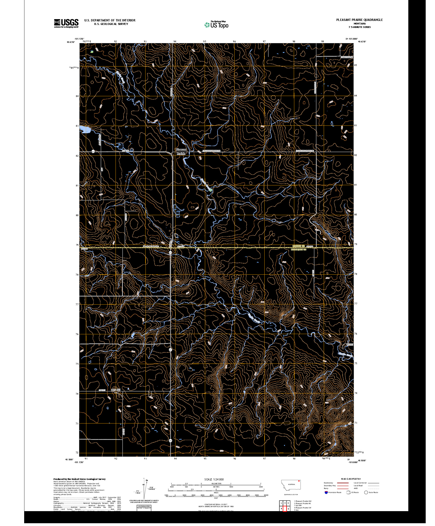 US TOPO 7.5-MINUTE MAP FOR PLEASANT PRAIRIE, MT