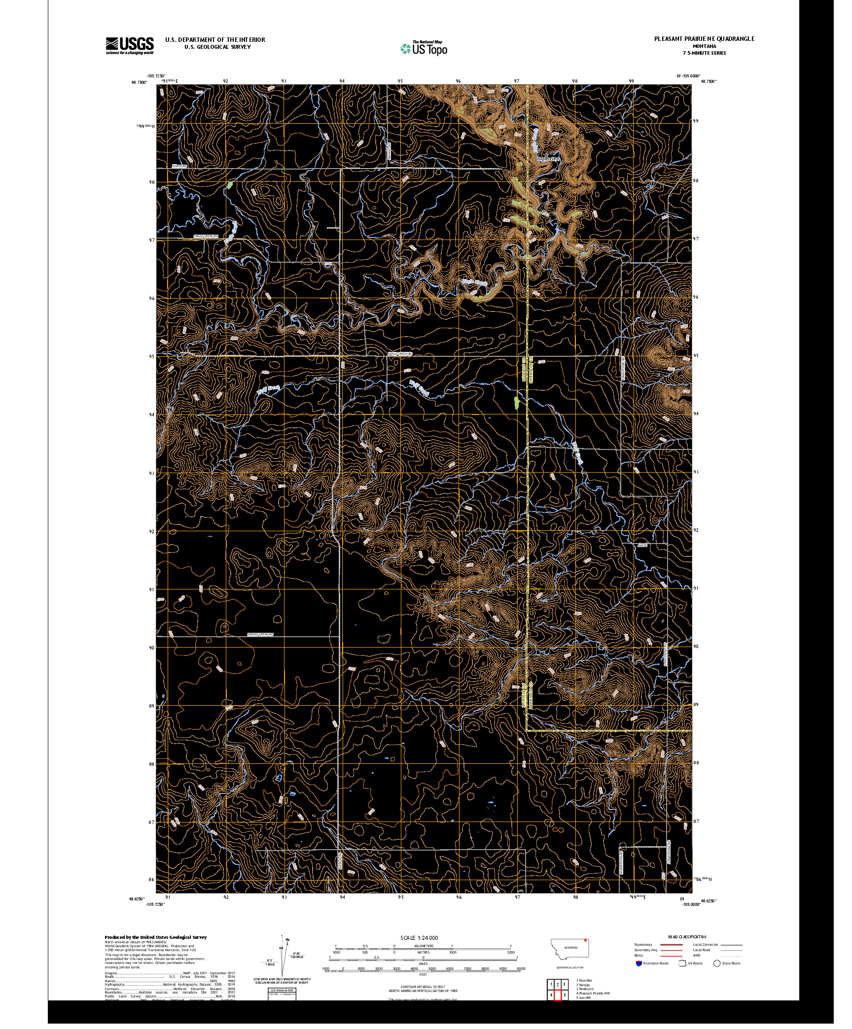 US TOPO 7.5-MINUTE MAP FOR PLEASANT PRAIRIE NE, MT