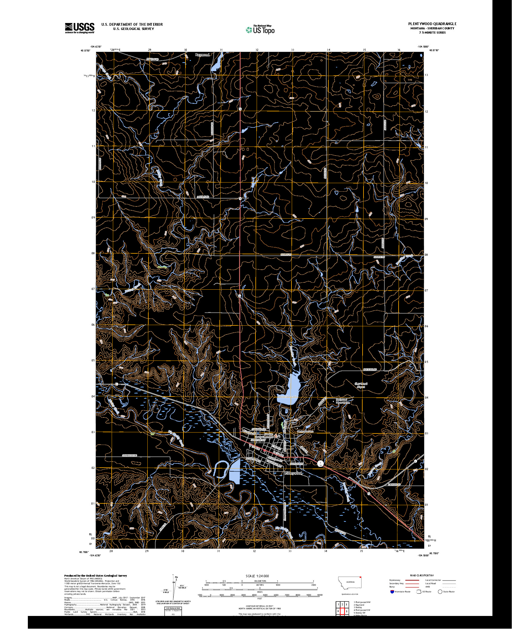US TOPO 7.5-MINUTE MAP FOR PLENTYWOOD, MT