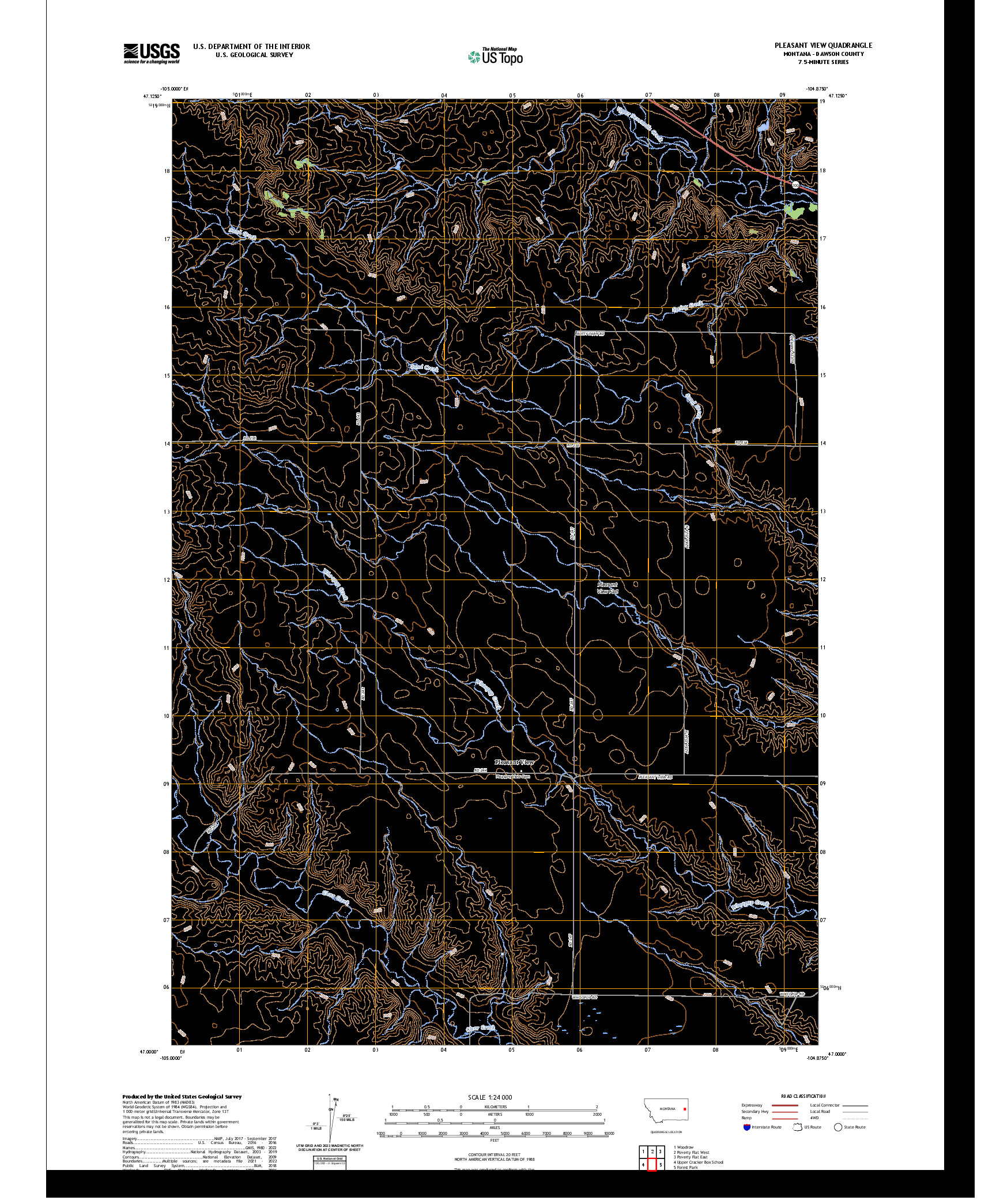 US TOPO 7.5-MINUTE MAP FOR PLEASANT VIEW, MT