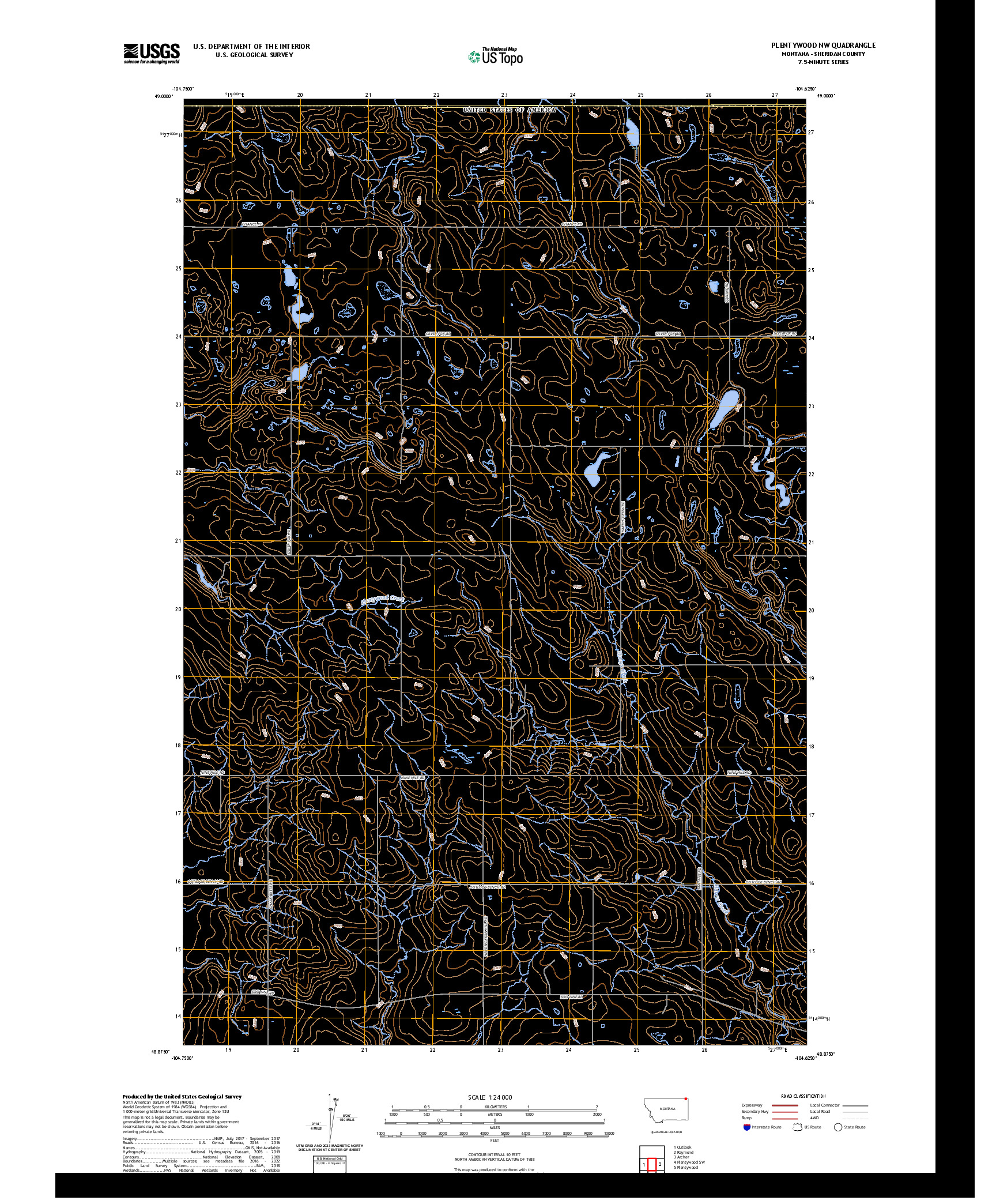 US TOPO 7.5-MINUTE MAP FOR PLENTYWOOD NW, MT,SK