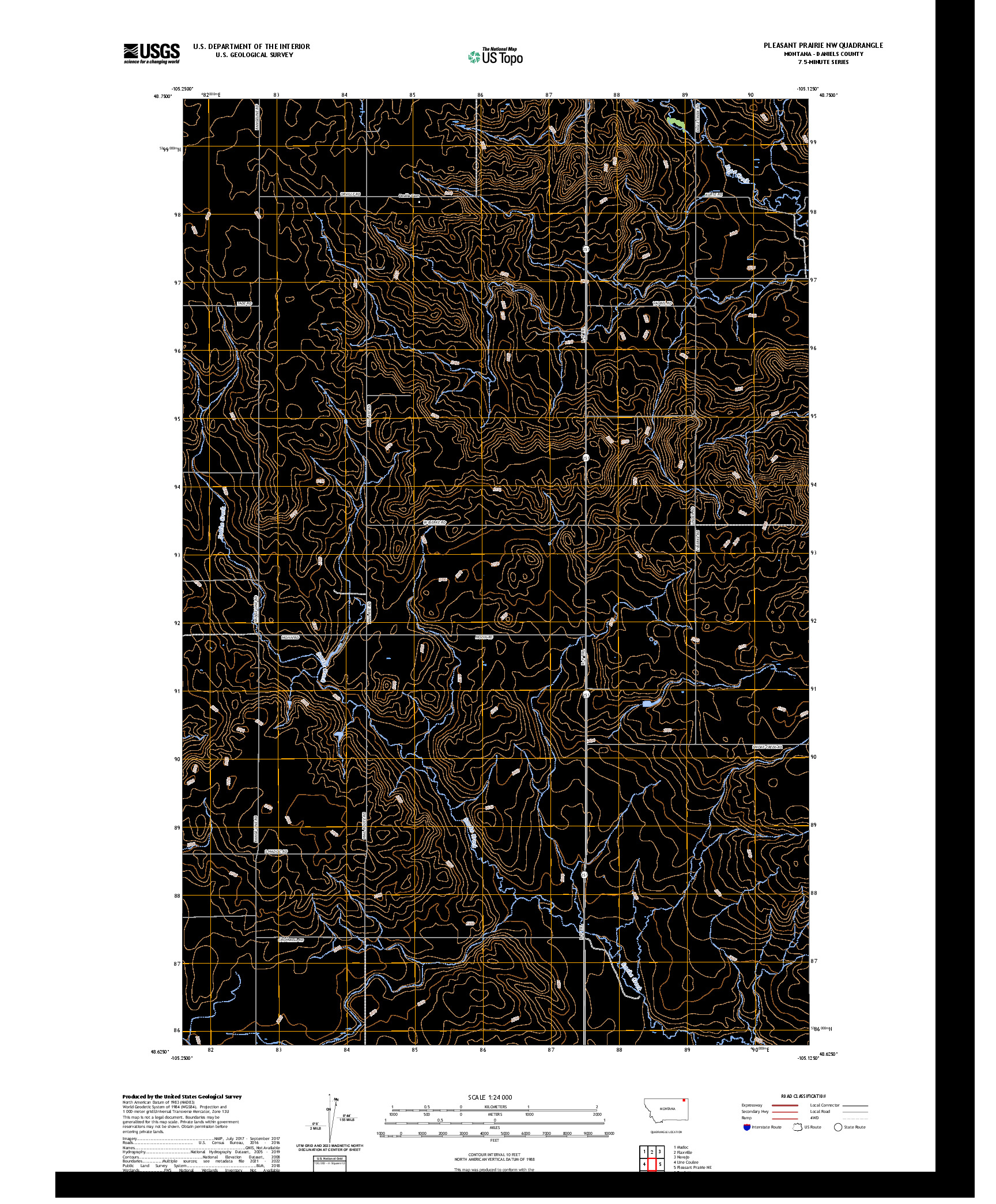 US TOPO 7.5-MINUTE MAP FOR PLEASANT PRAIRIE NW, MT