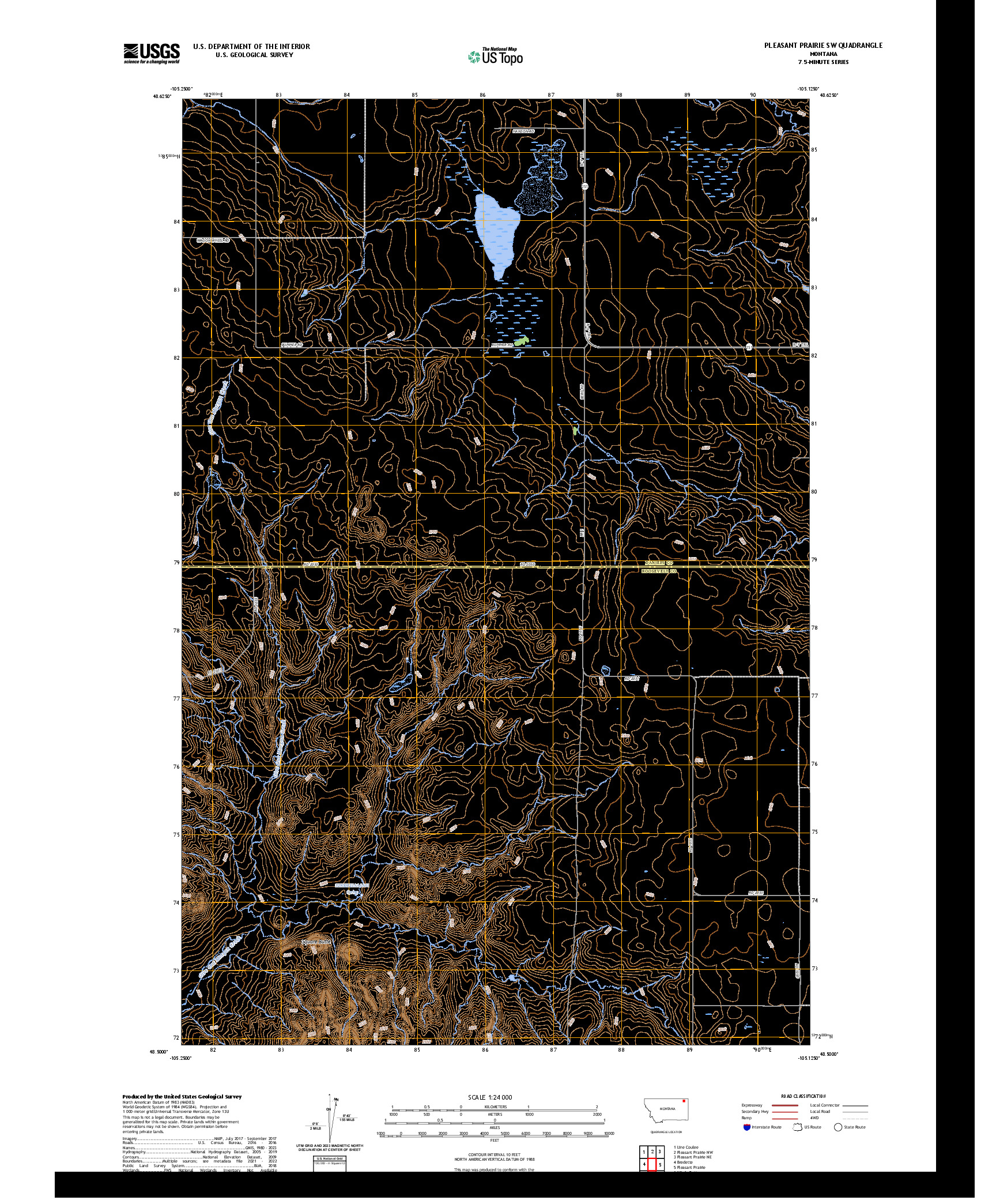 US TOPO 7.5-MINUTE MAP FOR PLEASANT PRAIRIE SW, MT