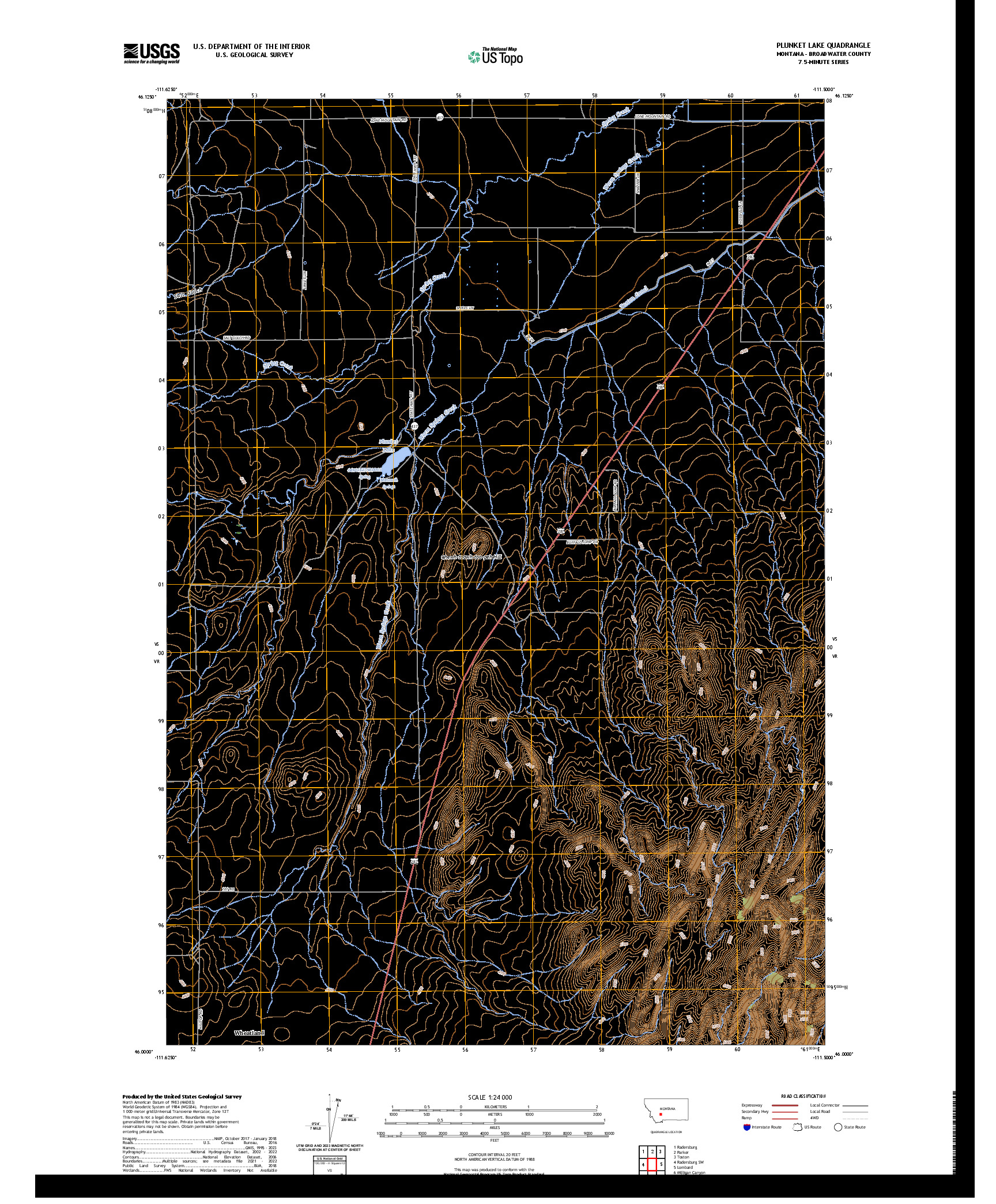 US TOPO 7.5-MINUTE MAP FOR PLUNKET LAKE, MT
