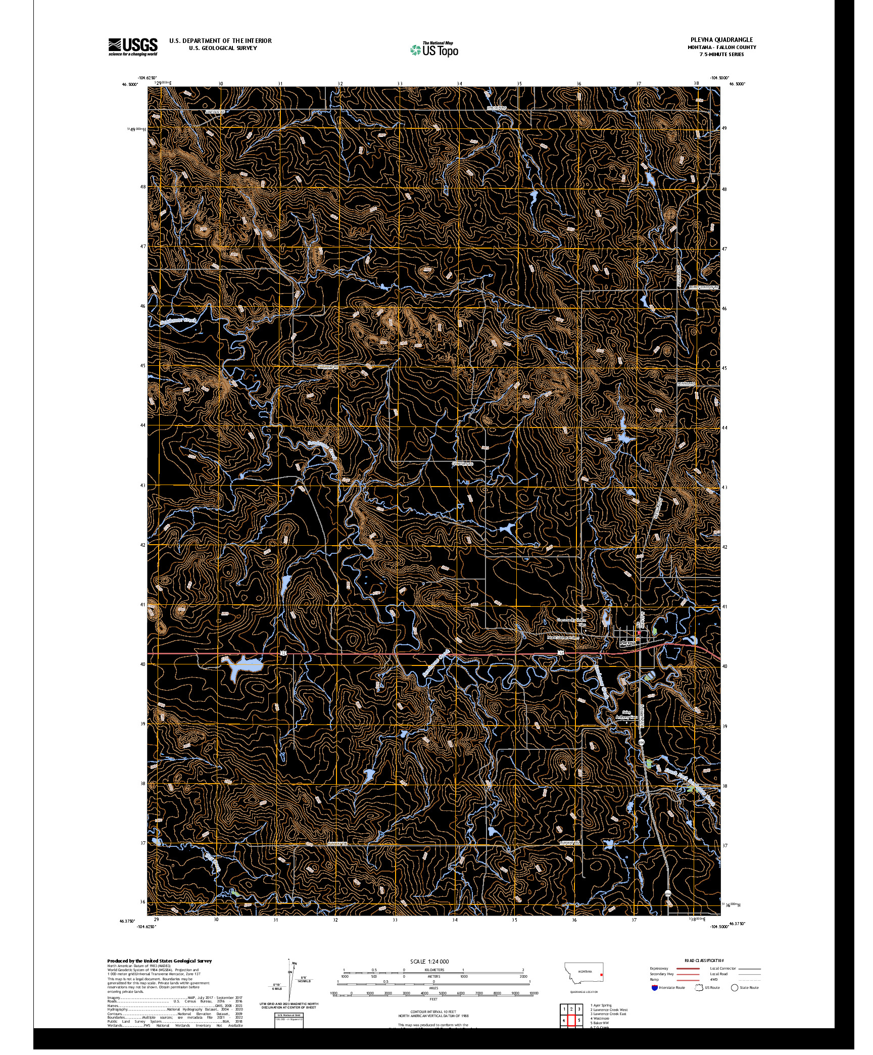 US TOPO 7.5-MINUTE MAP FOR PLEVNA, MT