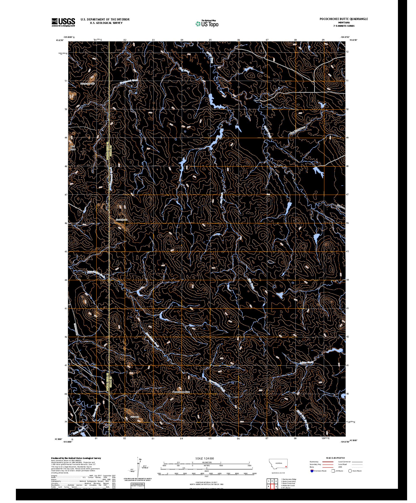 US TOPO 7.5-MINUTE MAP FOR POCOCHICHEE BUTTE, MT