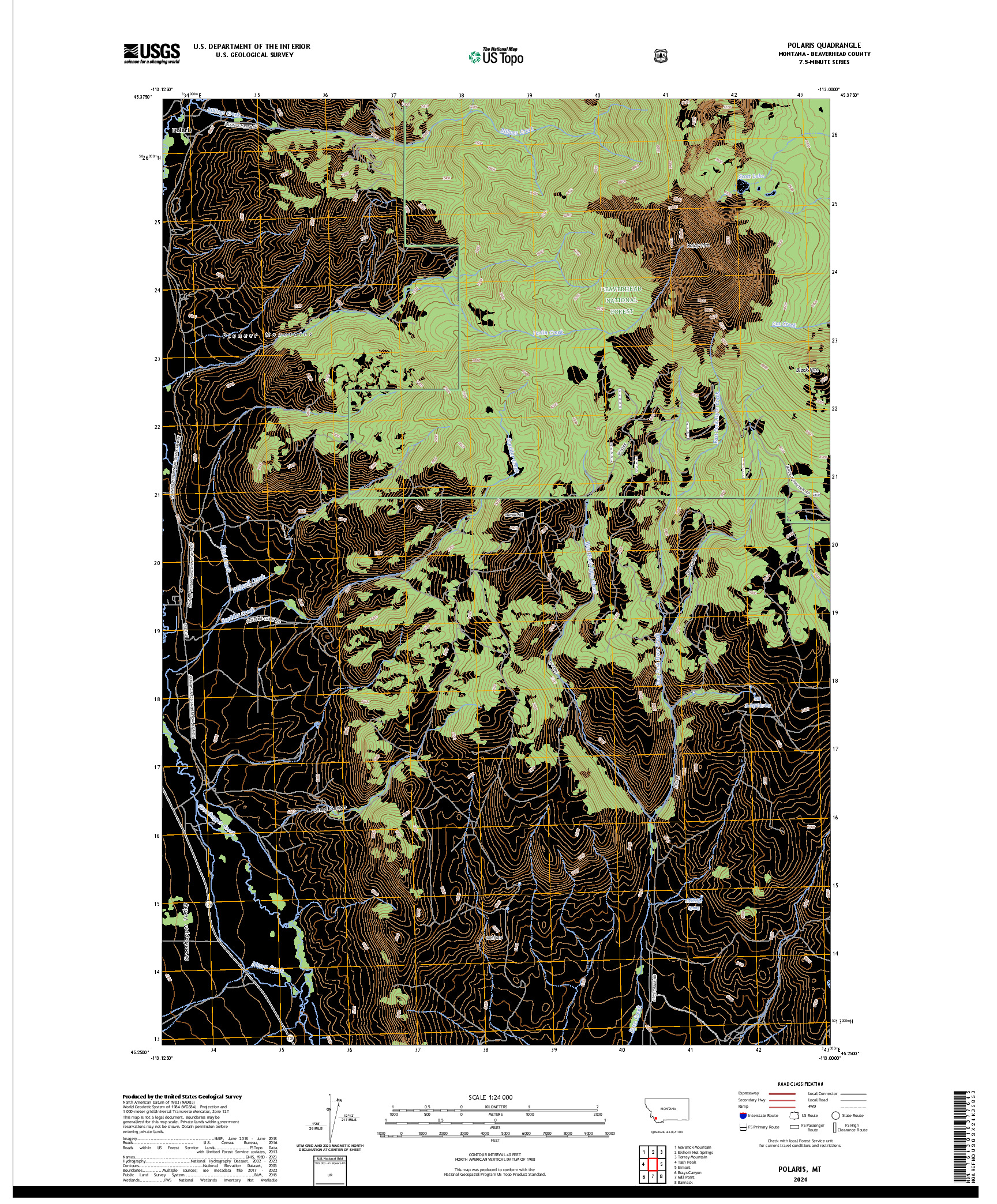 US TOPO 7.5-MINUTE MAP FOR POLARIS, MT