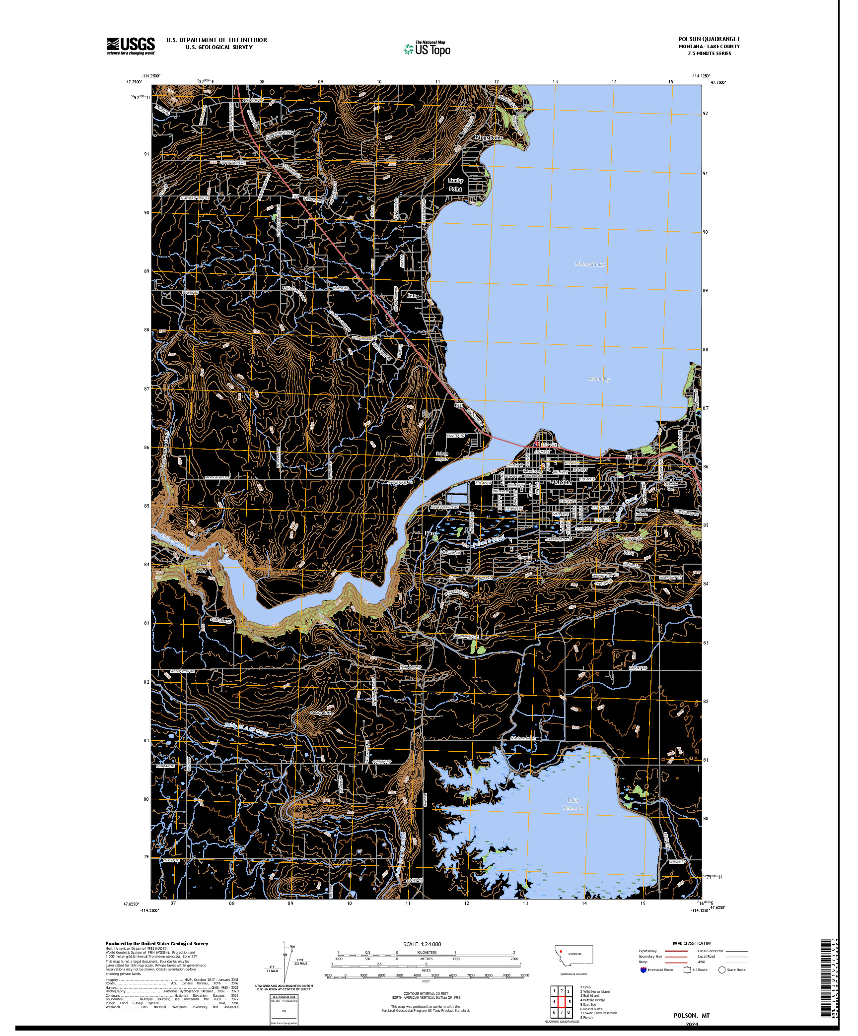 US TOPO 7.5-MINUTE MAP FOR POLSON, MT