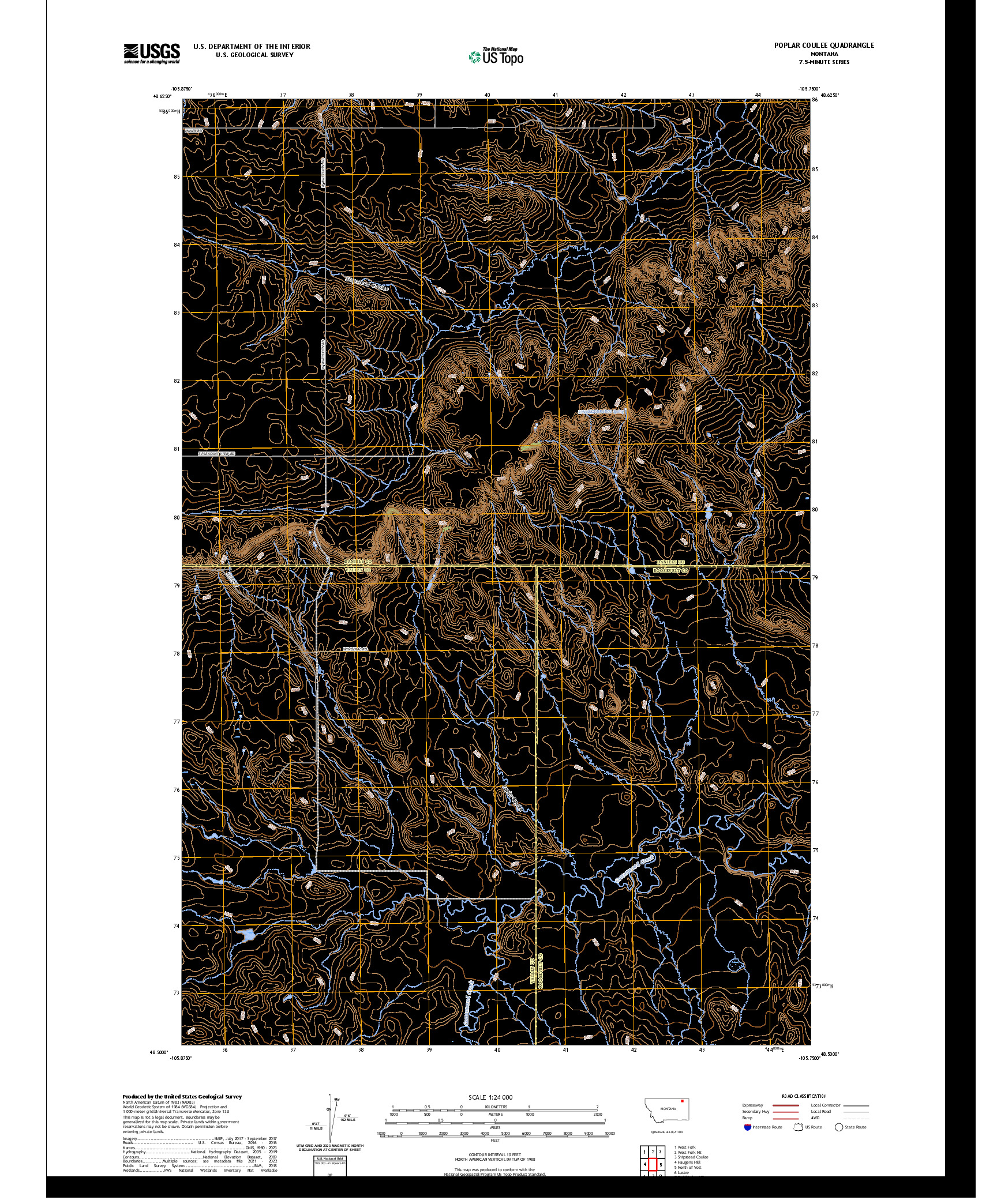 US TOPO 7.5-MINUTE MAP FOR POPLAR COULEE, MT