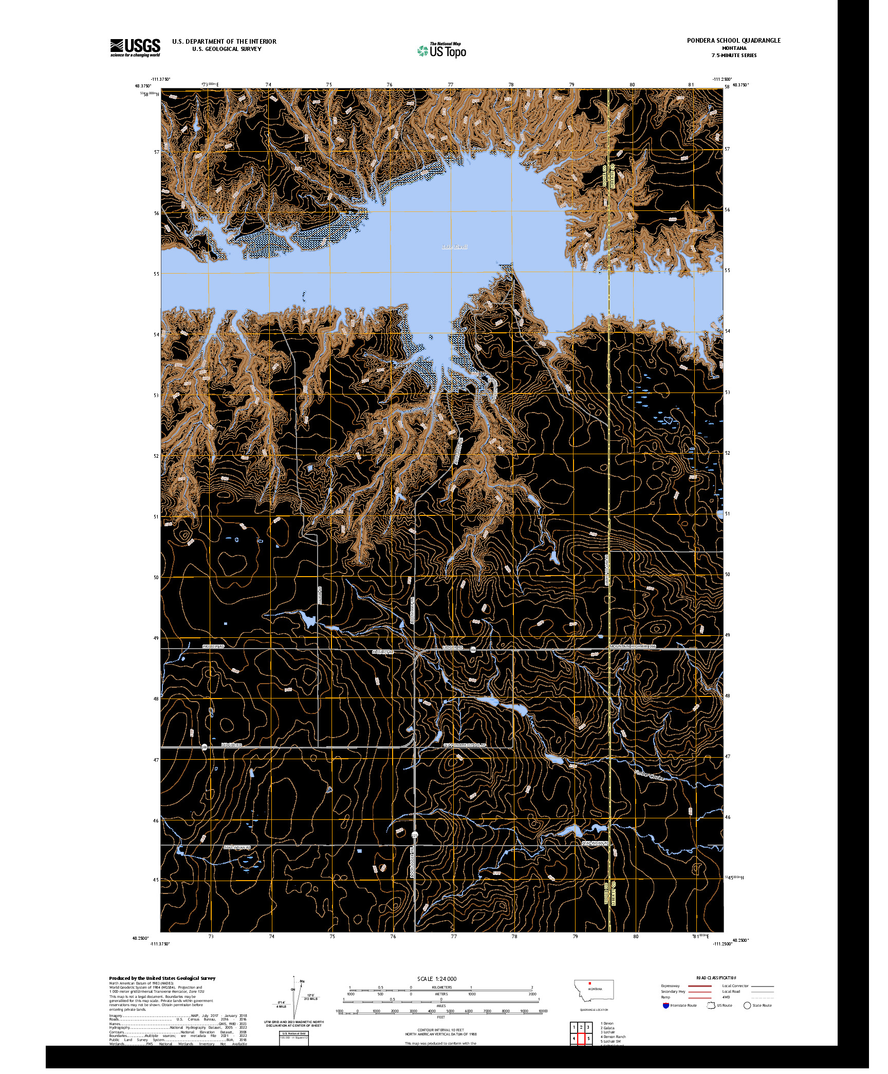 US TOPO 7.5-MINUTE MAP FOR PONDERA SCHOOL, MT