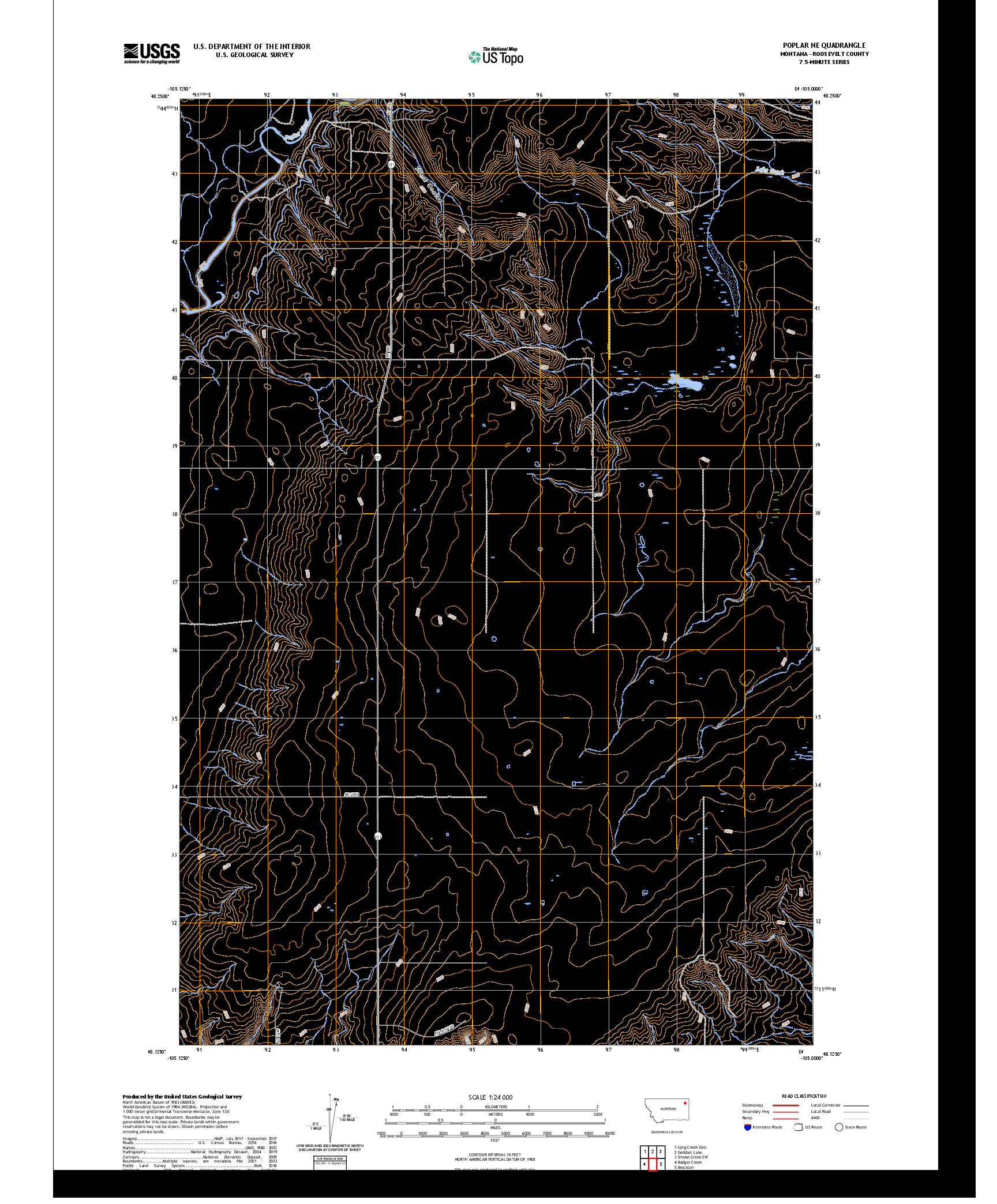 US TOPO 7.5-MINUTE MAP FOR POPLAR NE, MT