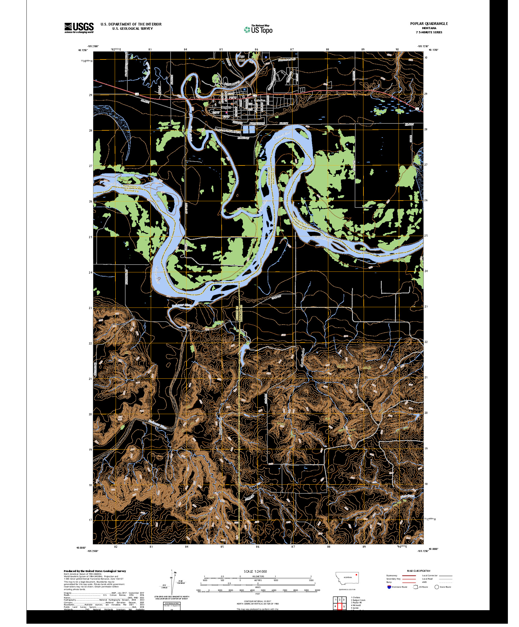US TOPO 7.5-MINUTE MAP FOR POPLAR, MT