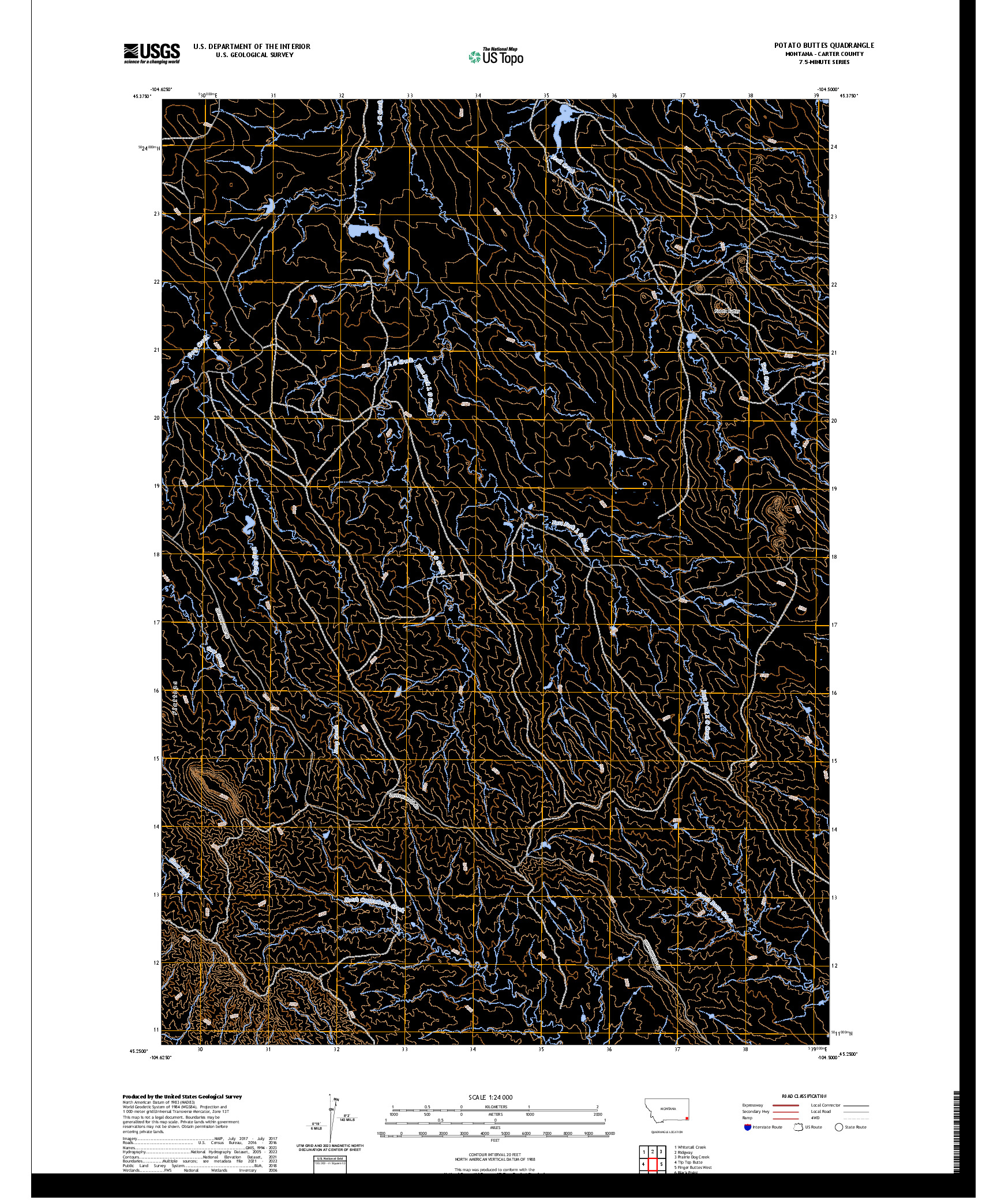 US TOPO 7.5-MINUTE MAP FOR POTATO BUTTES, MT