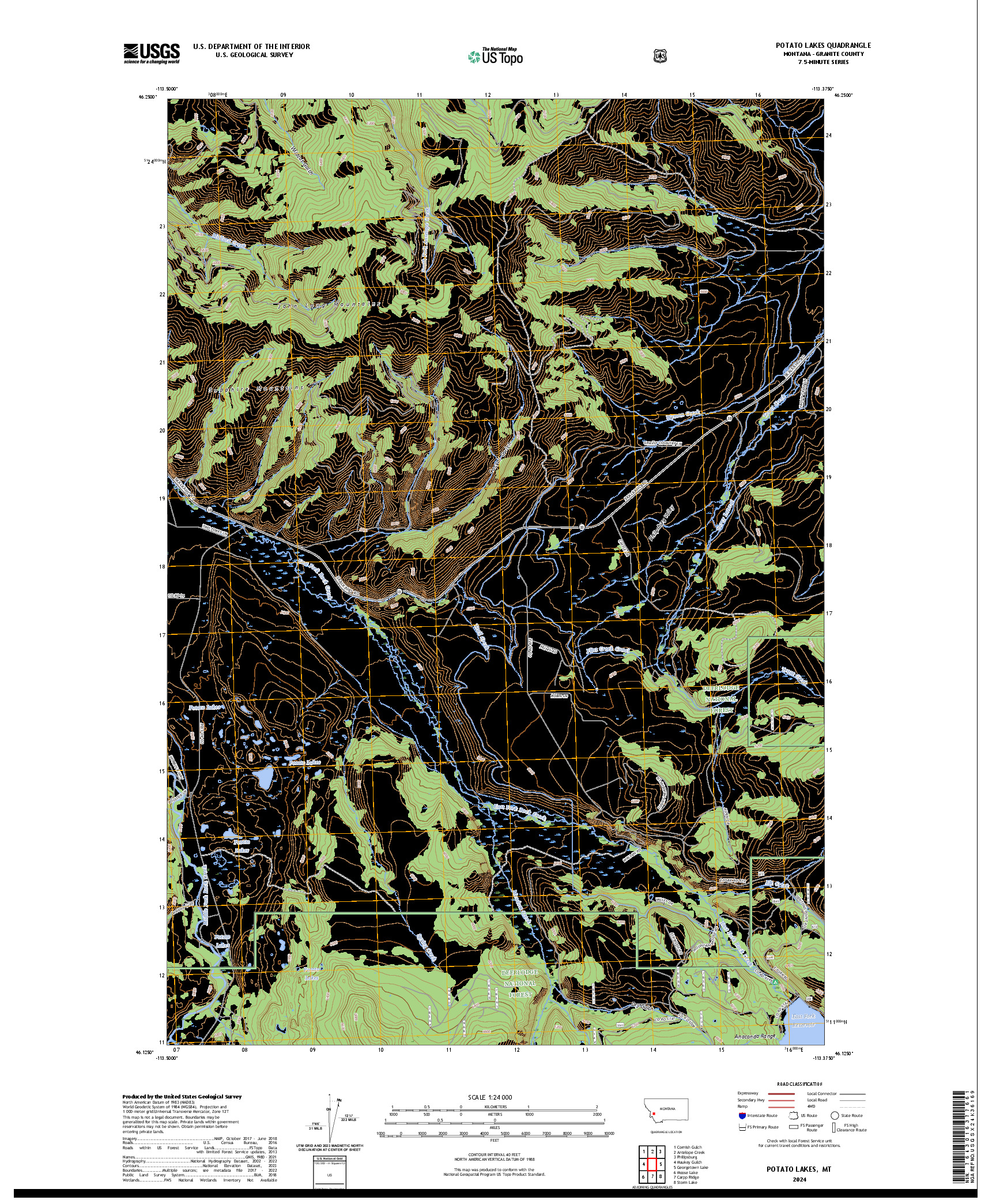 US TOPO 7.5-MINUTE MAP FOR POTATO LAKES, MT