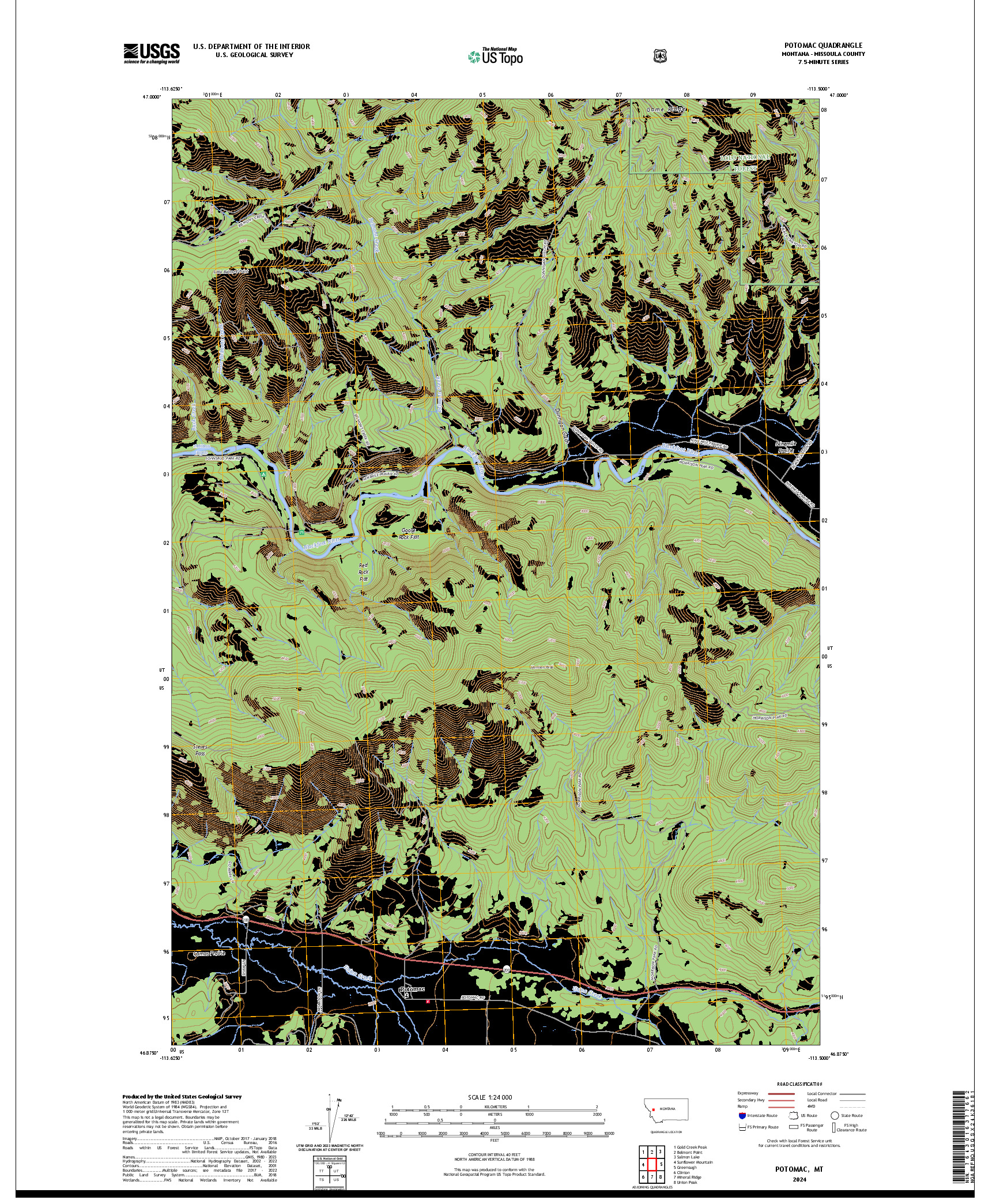 US TOPO 7.5-MINUTE MAP FOR POTOMAC, MT