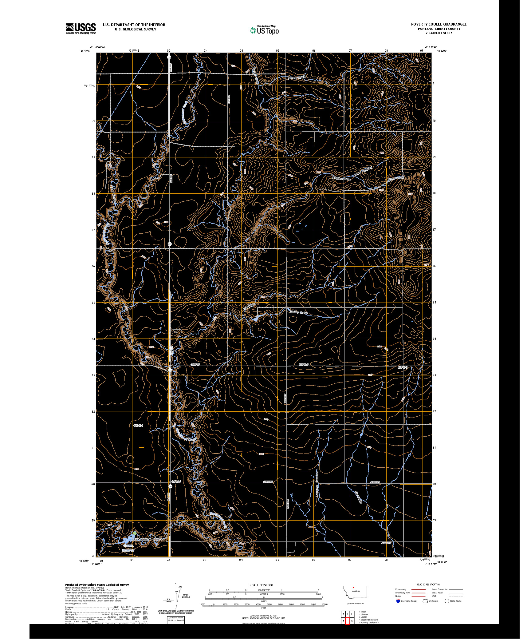 US TOPO 7.5-MINUTE MAP FOR POVERTY COULEE, MT