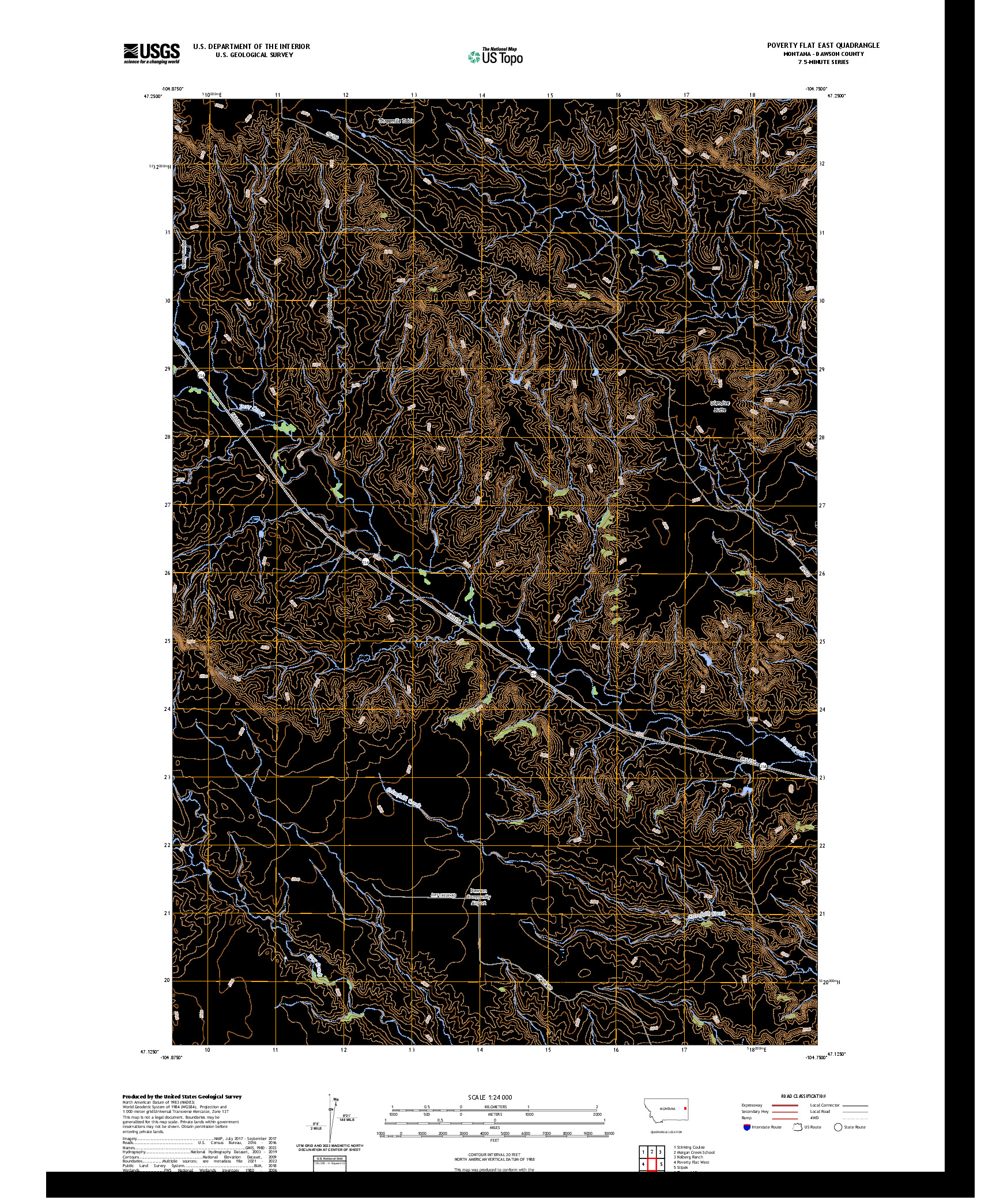 US TOPO 7.5-MINUTE MAP FOR POVERTY FLAT EAST, MT