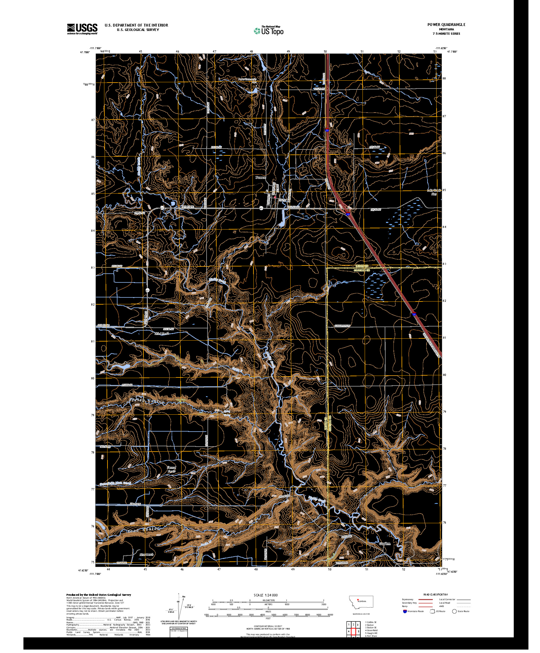 US TOPO 7.5-MINUTE MAP FOR POWER, MT