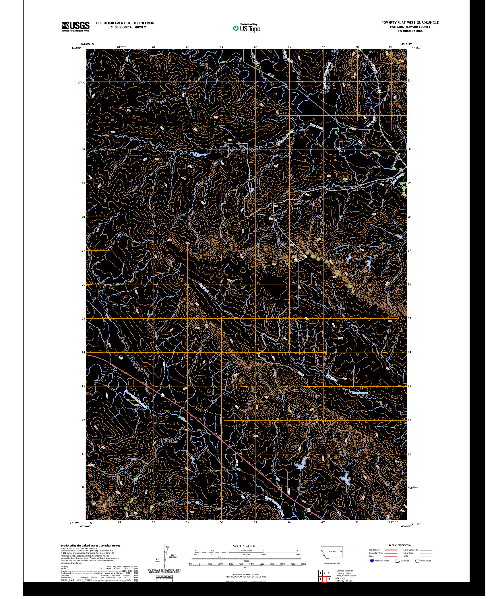 US TOPO 7.5-MINUTE MAP FOR POVERTY FLAT WEST, MT