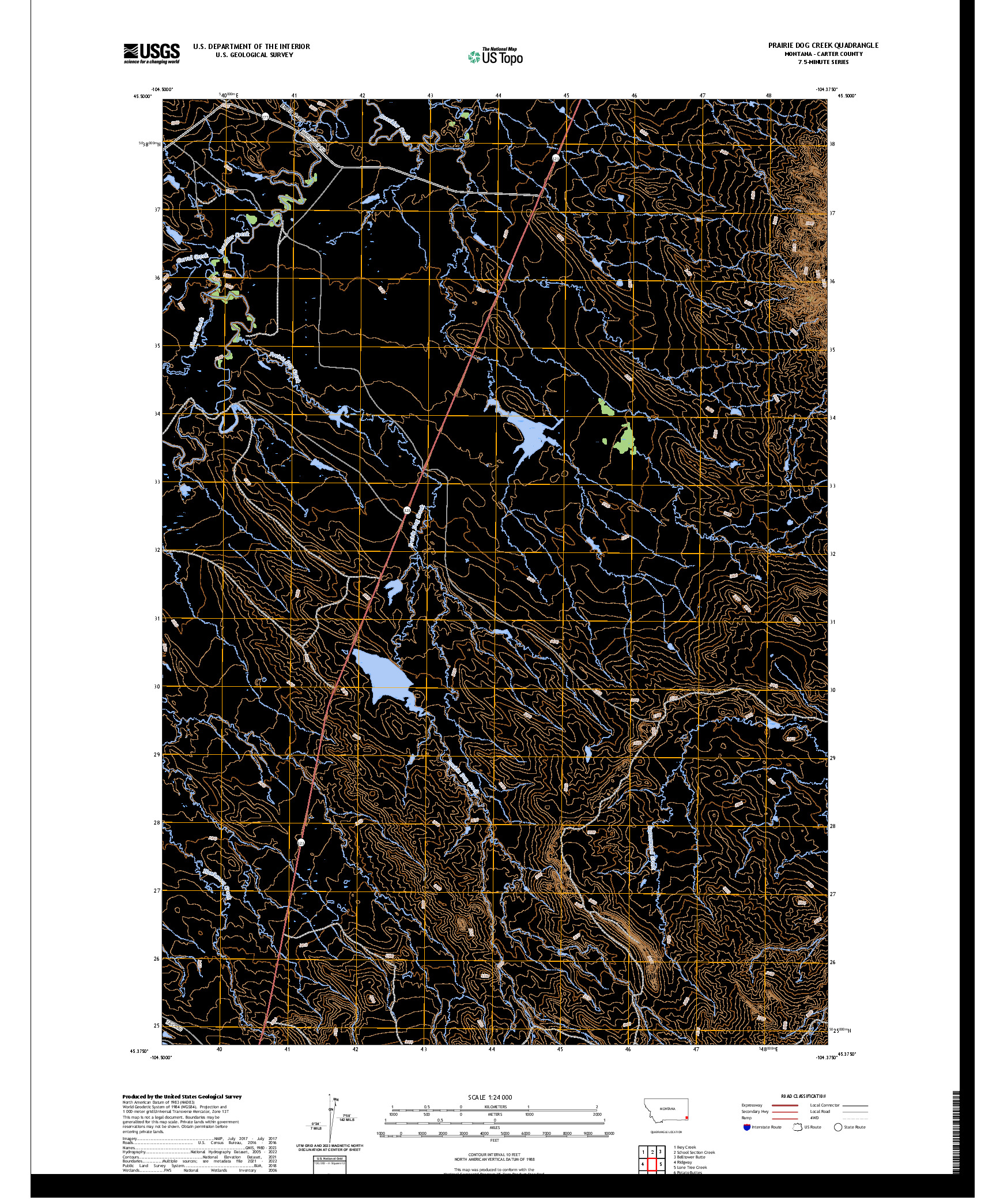 US TOPO 7.5-MINUTE MAP FOR PRAIRIE DOG CREEK, MT