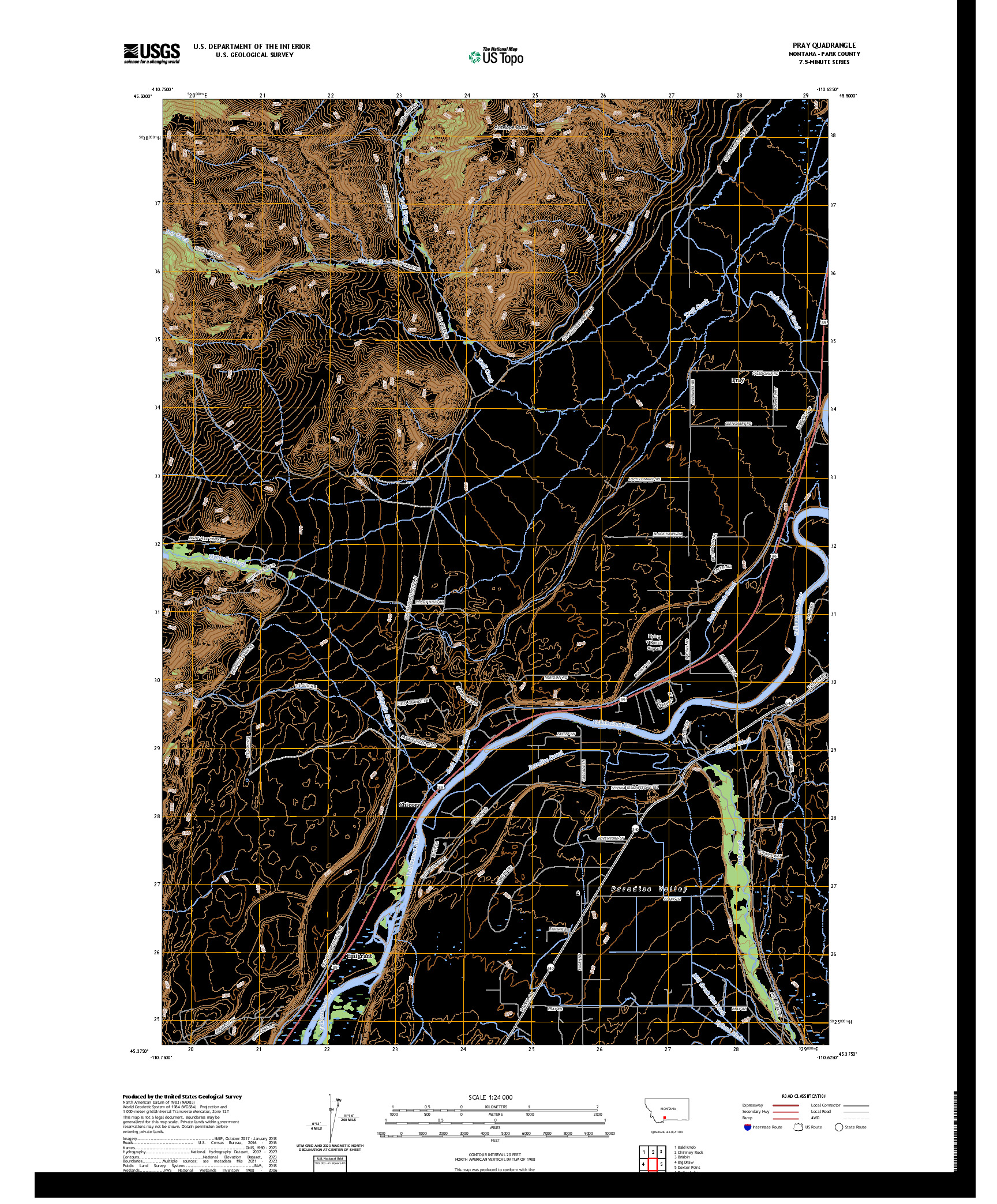 US TOPO 7.5-MINUTE MAP FOR PRAY, MT