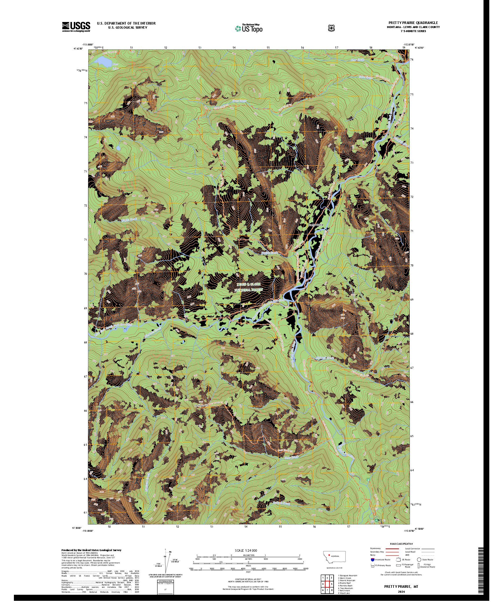 US TOPO 7.5-MINUTE MAP FOR PRETTY PRAIRIE, MT