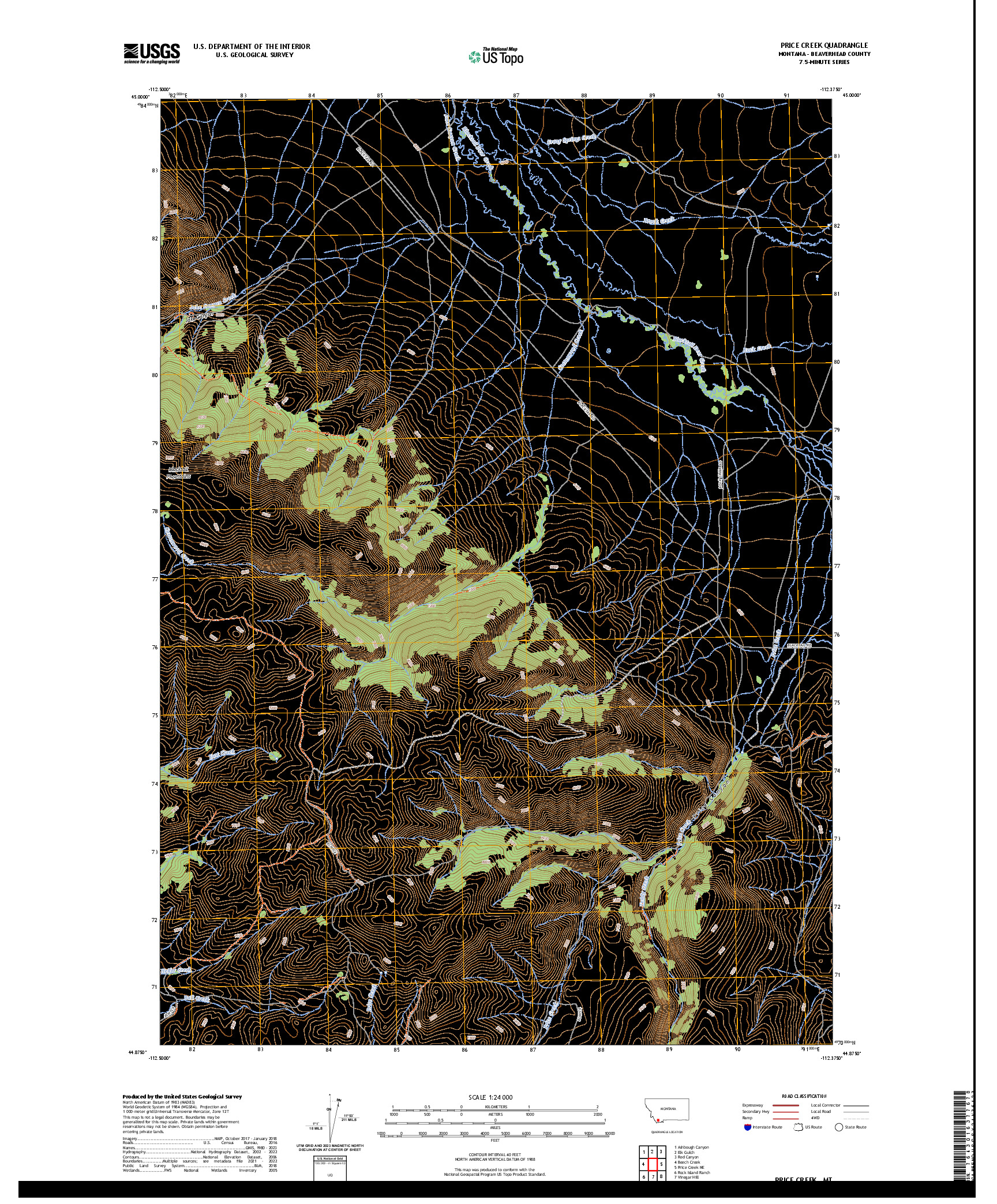 US TOPO 7.5-MINUTE MAP FOR PRICE CREEK, MT