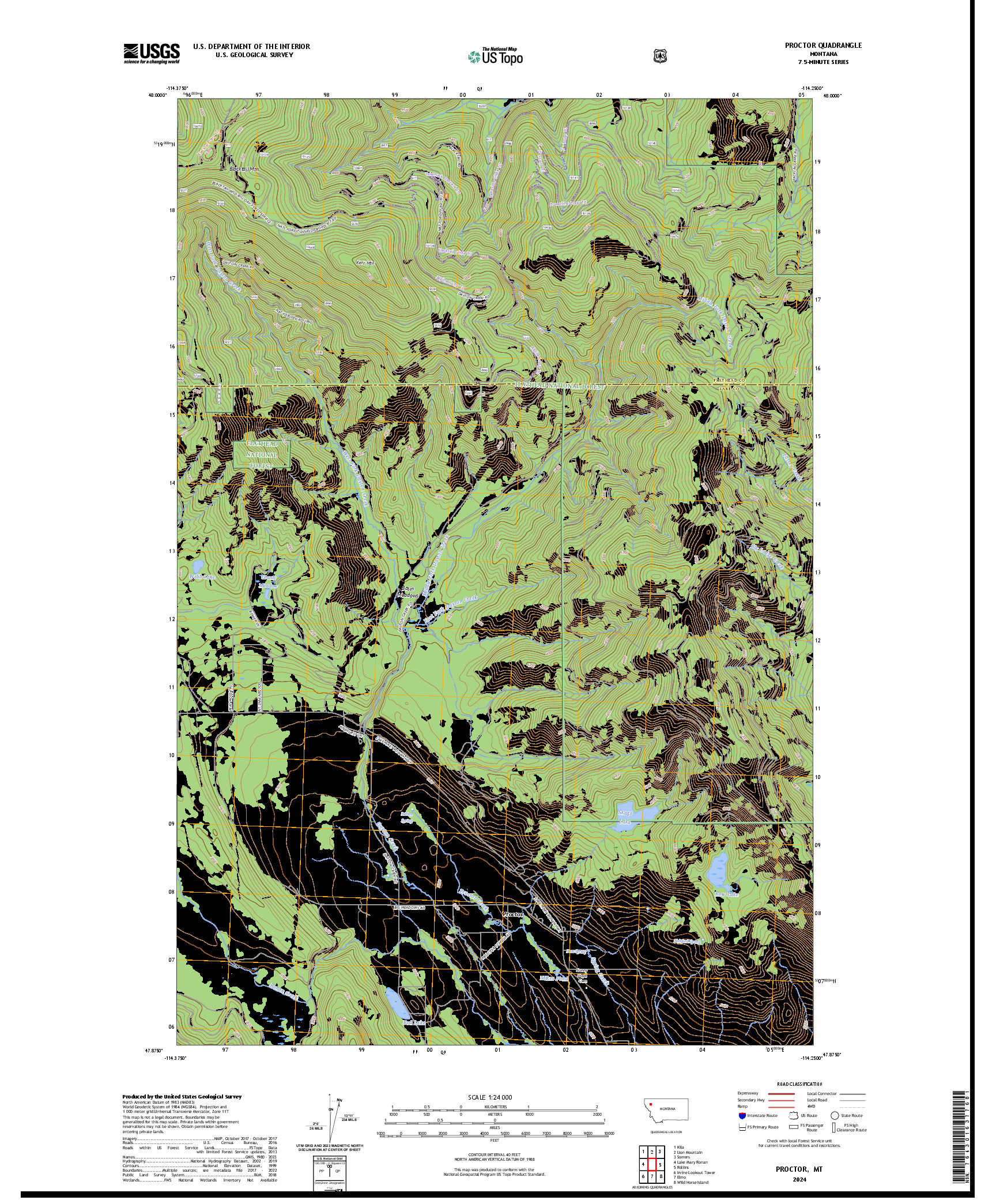 US TOPO 7.5-MINUTE MAP FOR PROCTOR, MT