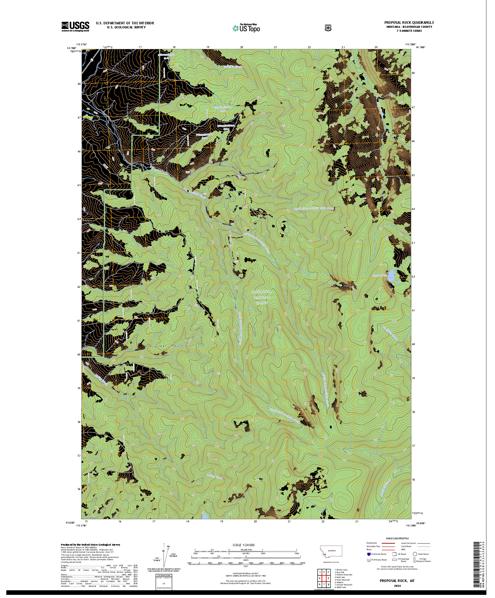 US TOPO 7.5-MINUTE MAP FOR PROPOSAL ROCK, MT