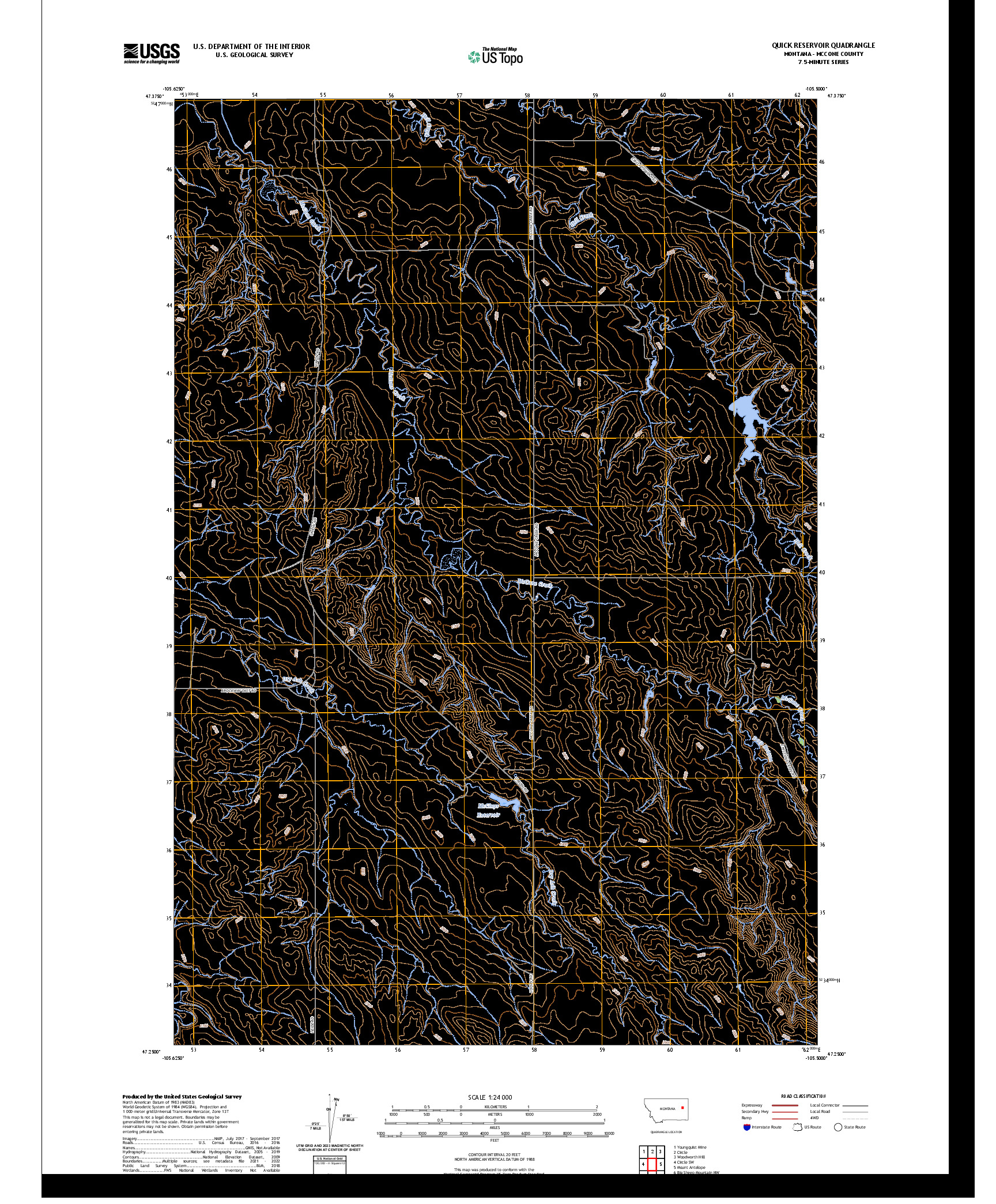 US TOPO 7.5-MINUTE MAP FOR QUICK RESERVOIR, MT