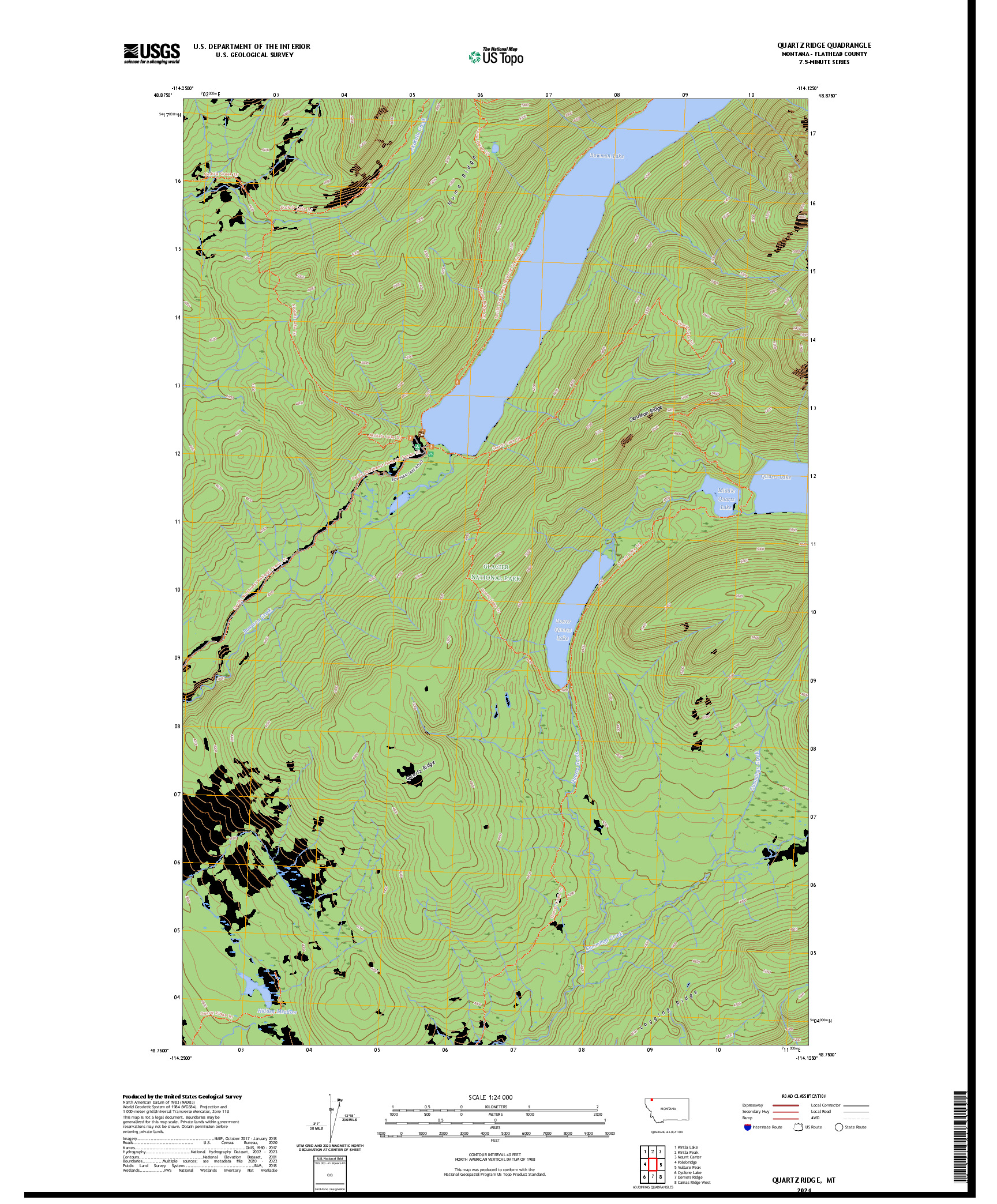 US TOPO 7.5-MINUTE MAP FOR QUARTZ RIDGE, MT