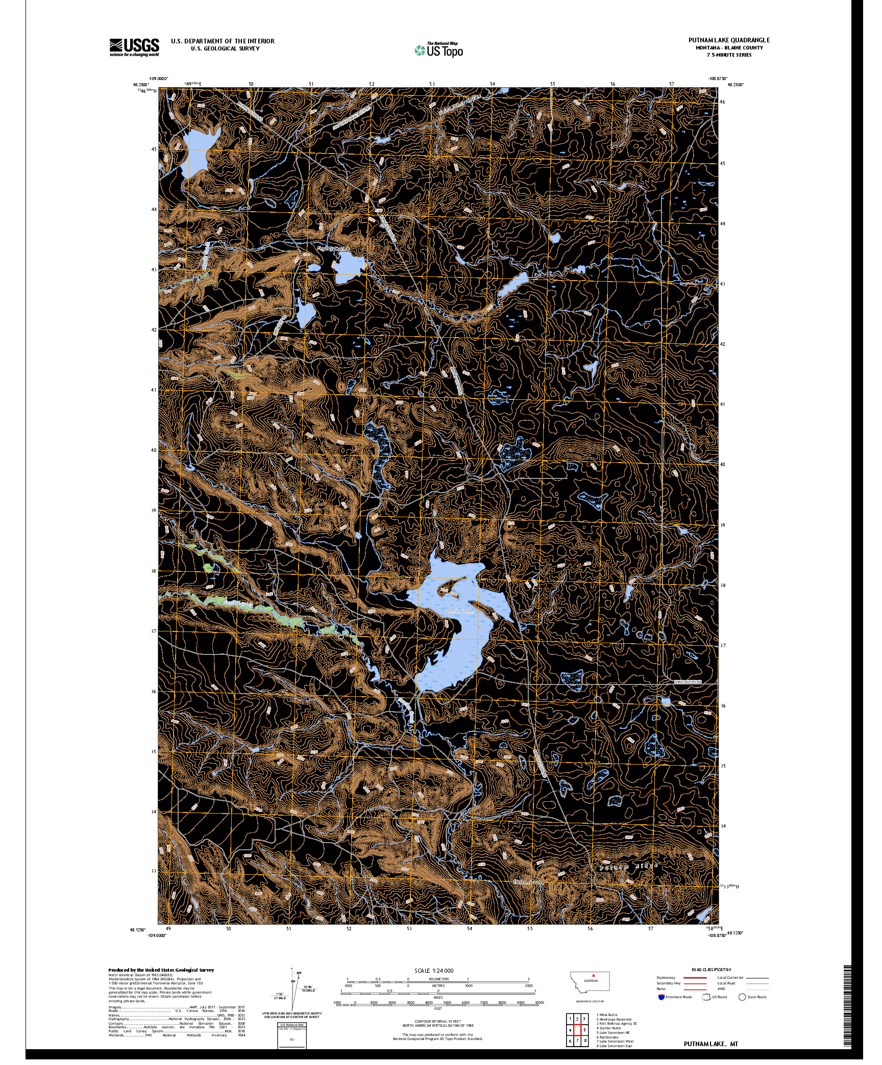 US TOPO 7.5-MINUTE MAP FOR PUTNAM LAKE, MT