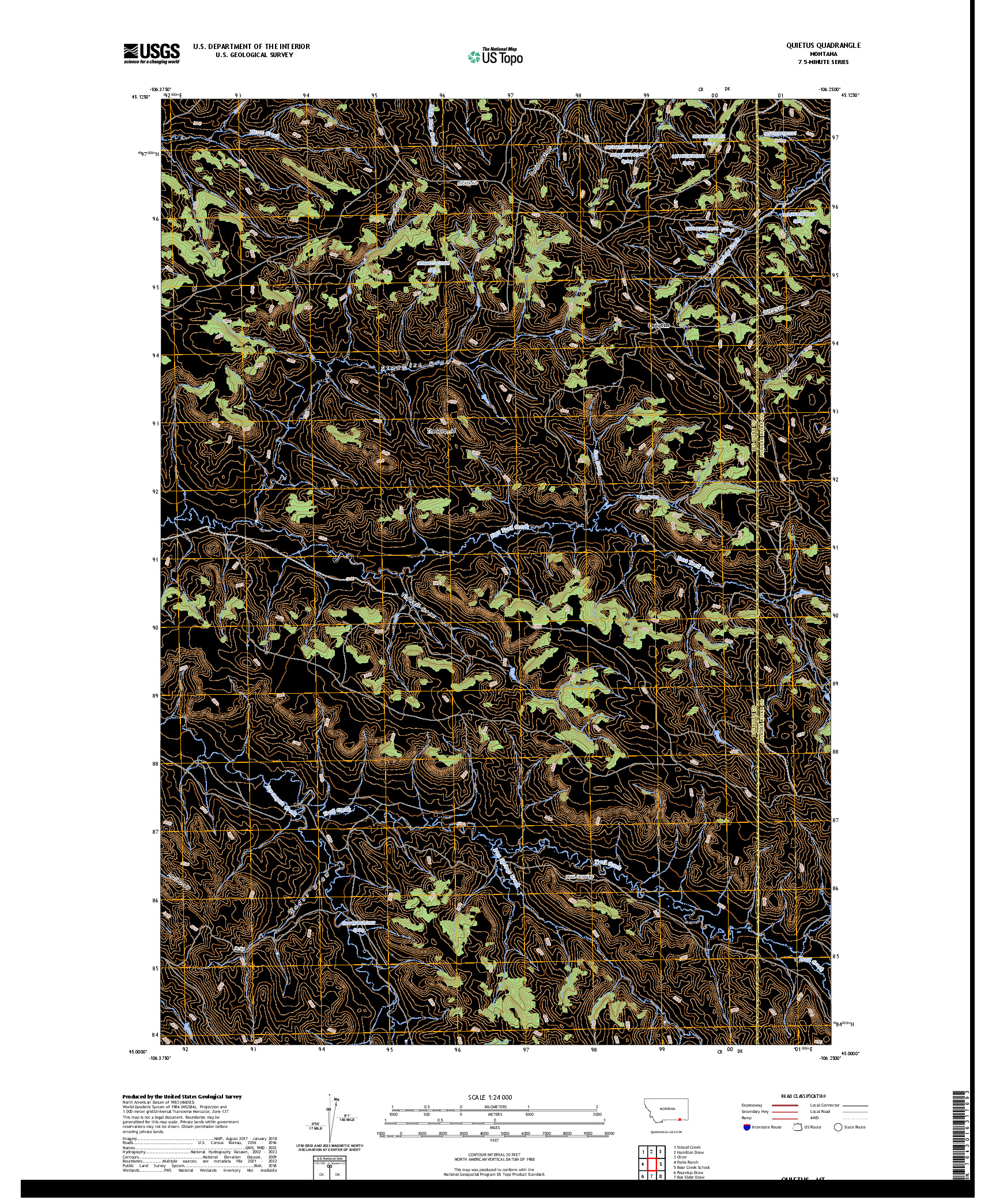 US TOPO 7.5-MINUTE MAP FOR QUIETUS, MT