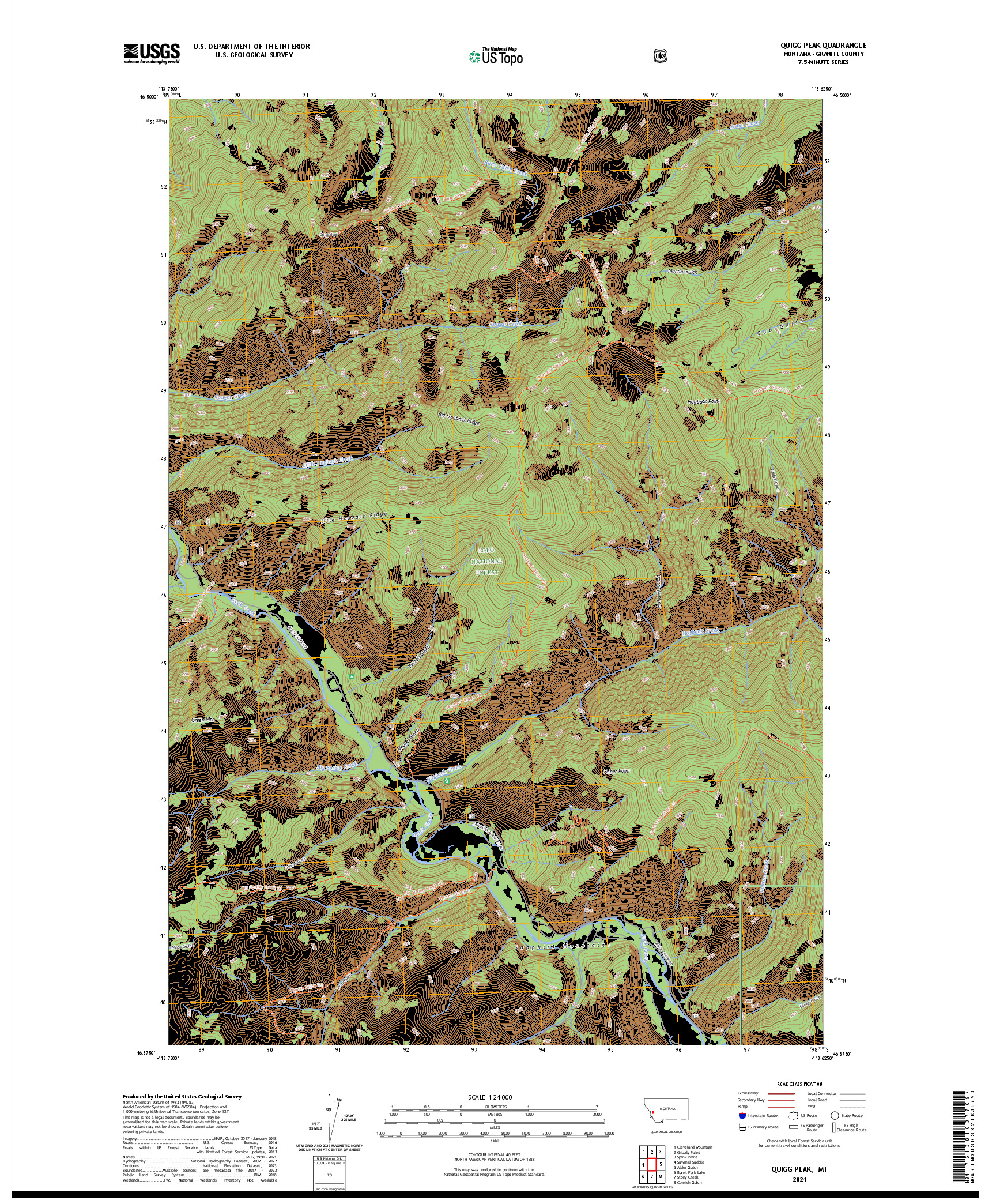 US TOPO 7.5-MINUTE MAP FOR QUIGG PEAK, MT