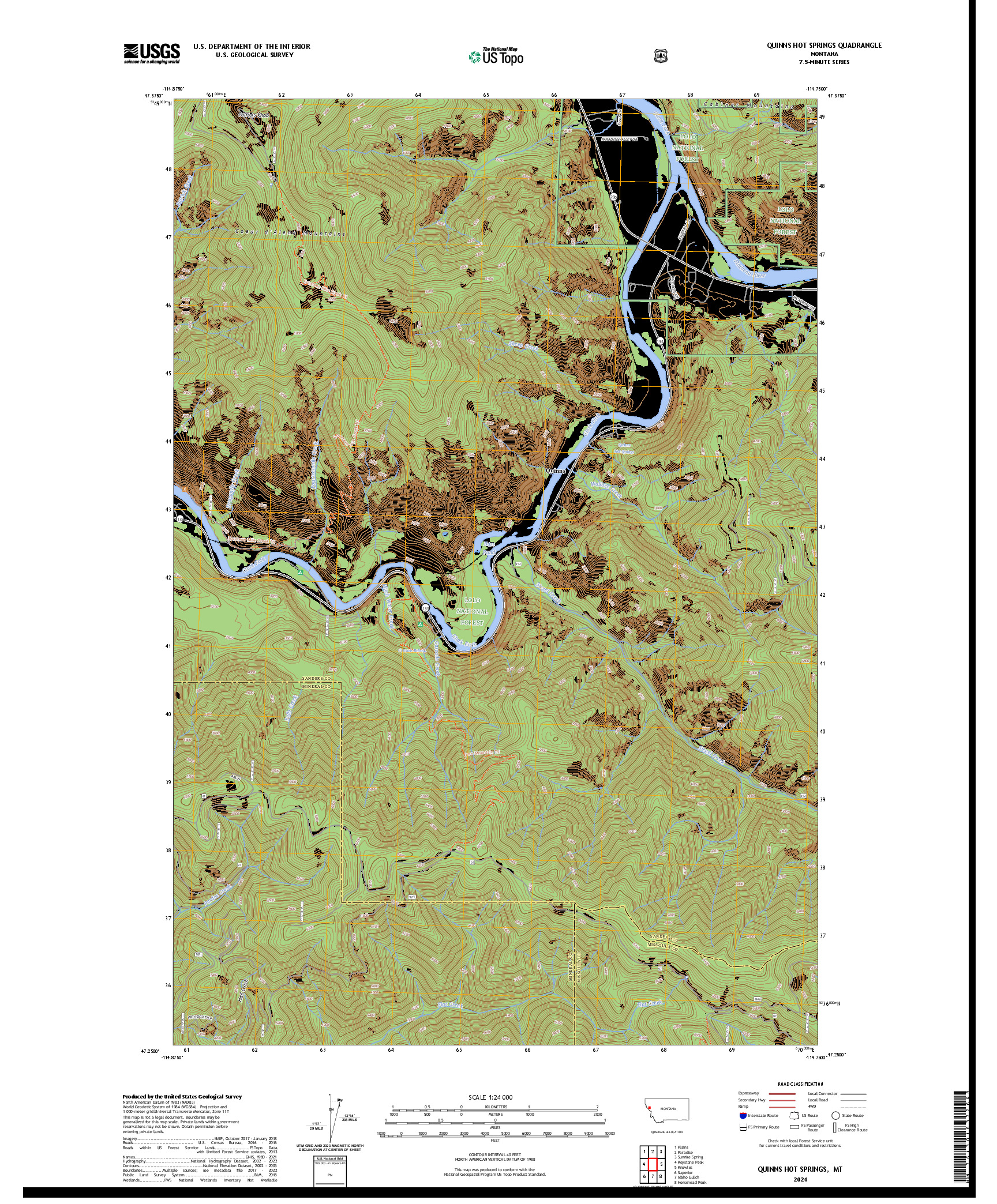 US TOPO 7.5-MINUTE MAP FOR QUINNS HOT SPRINGS, MT