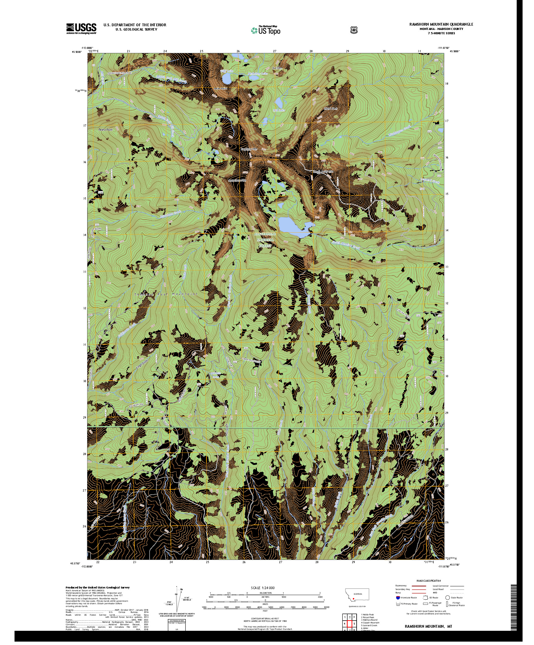 US TOPO 7.5-MINUTE MAP FOR RAMSHORN MOUNTAIN, MT