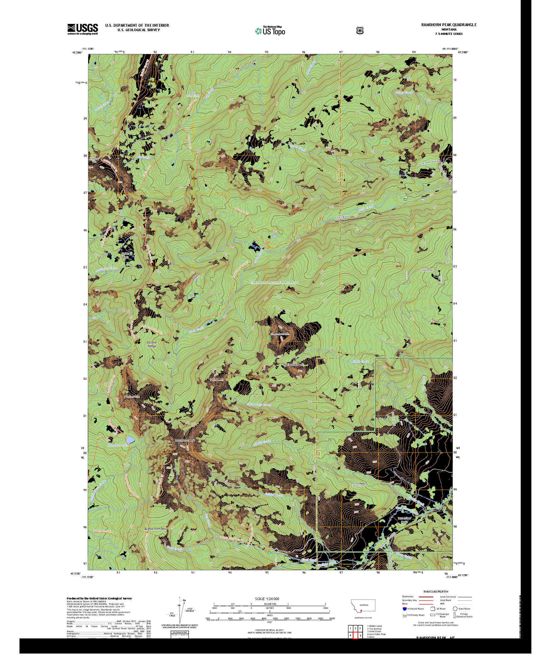 US TOPO 7.5-MINUTE MAP FOR RAMSHORN PEAK, MT
