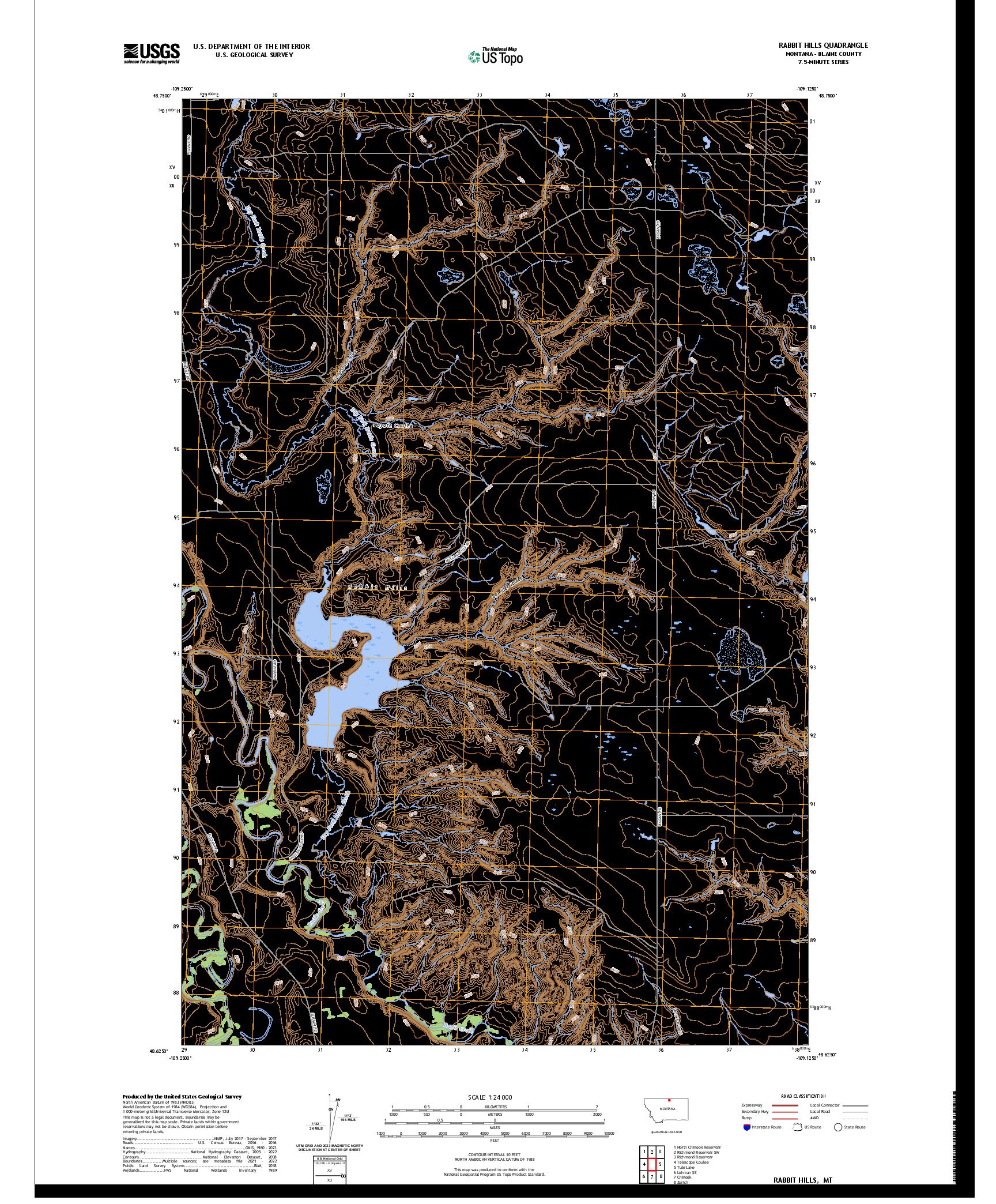 US TOPO 7.5-MINUTE MAP FOR RABBIT HILLS, MT