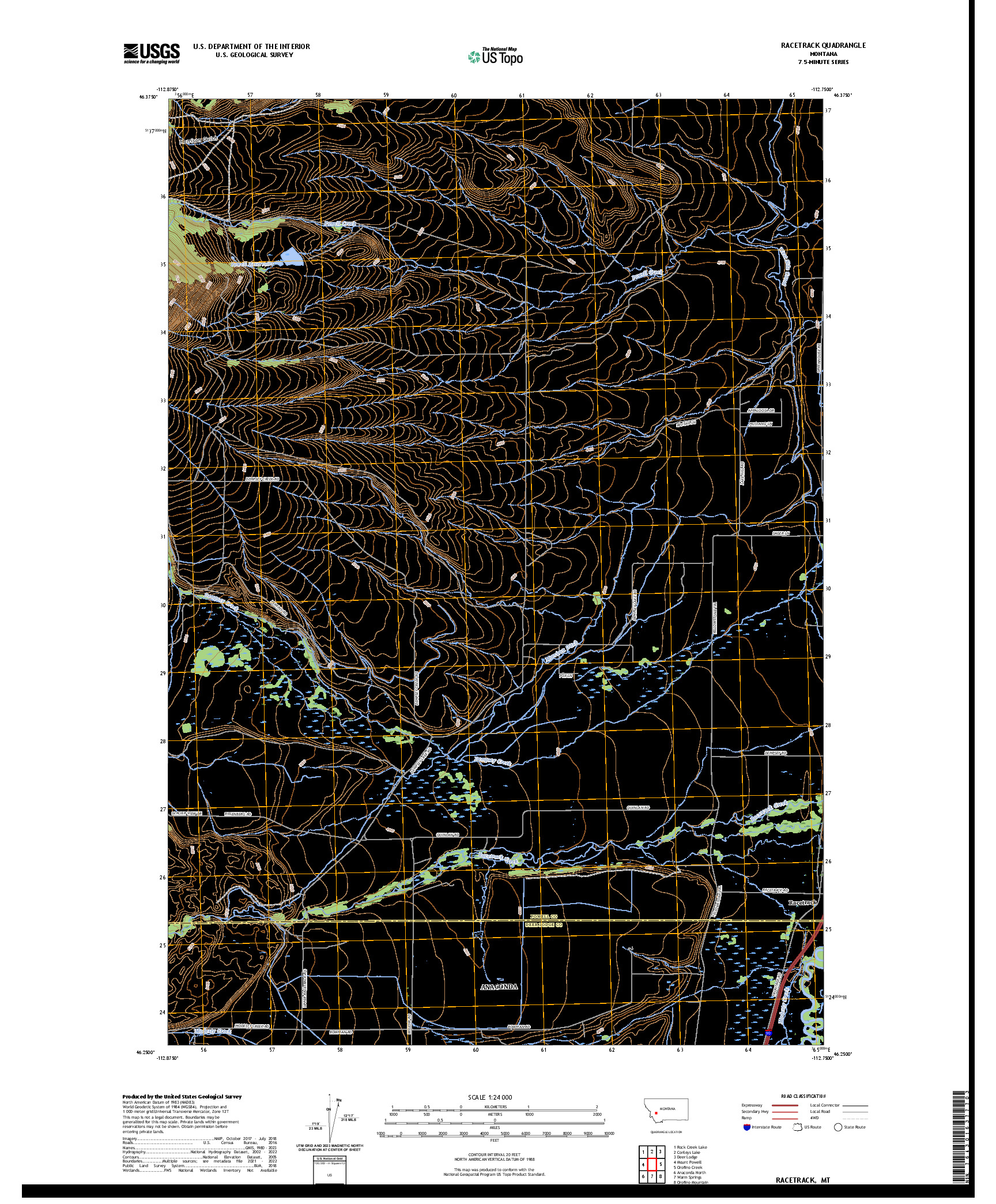 US TOPO 7.5-MINUTE MAP FOR RACETRACK, MT