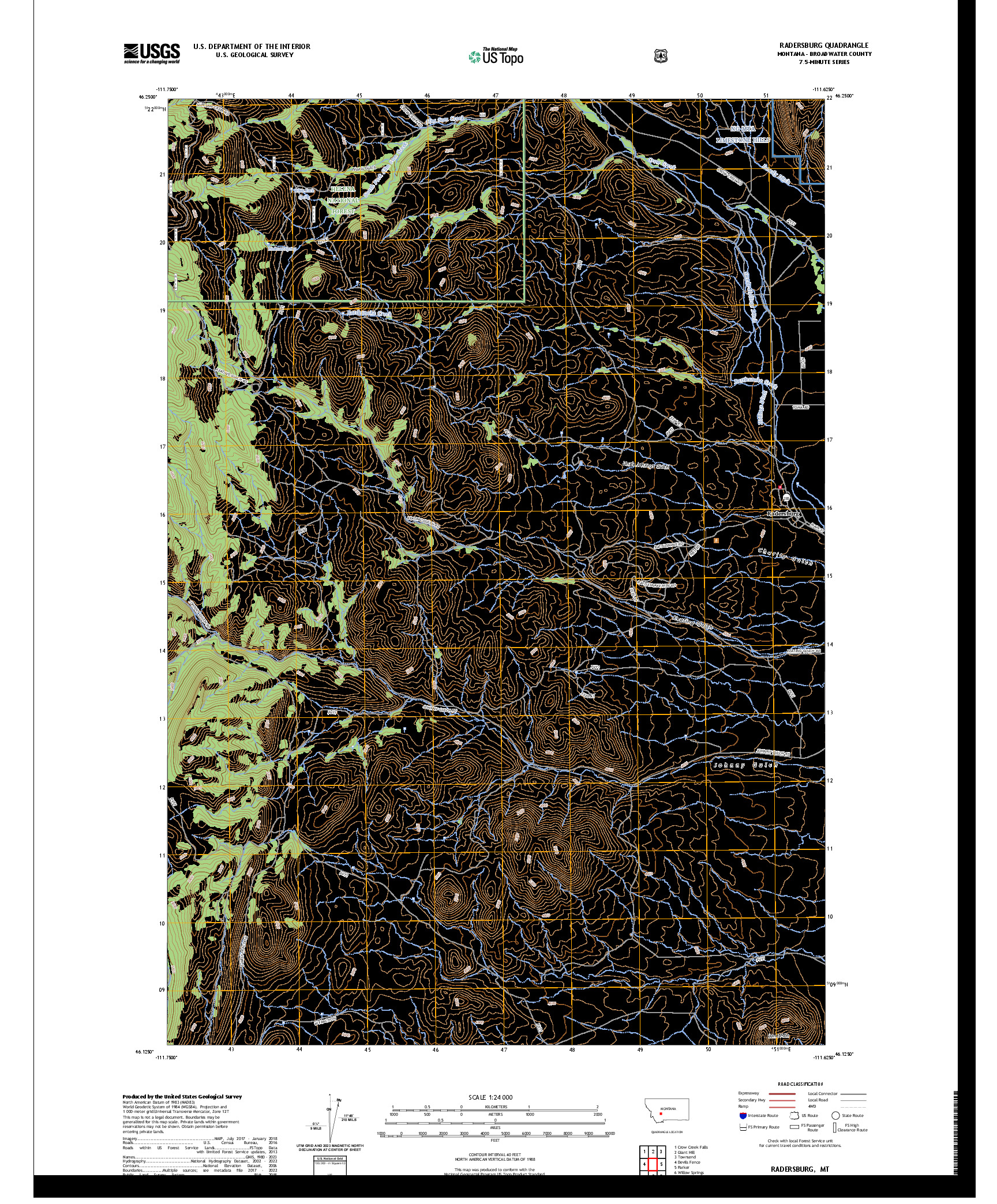US TOPO 7.5-MINUTE MAP FOR RADERSBURG, MT