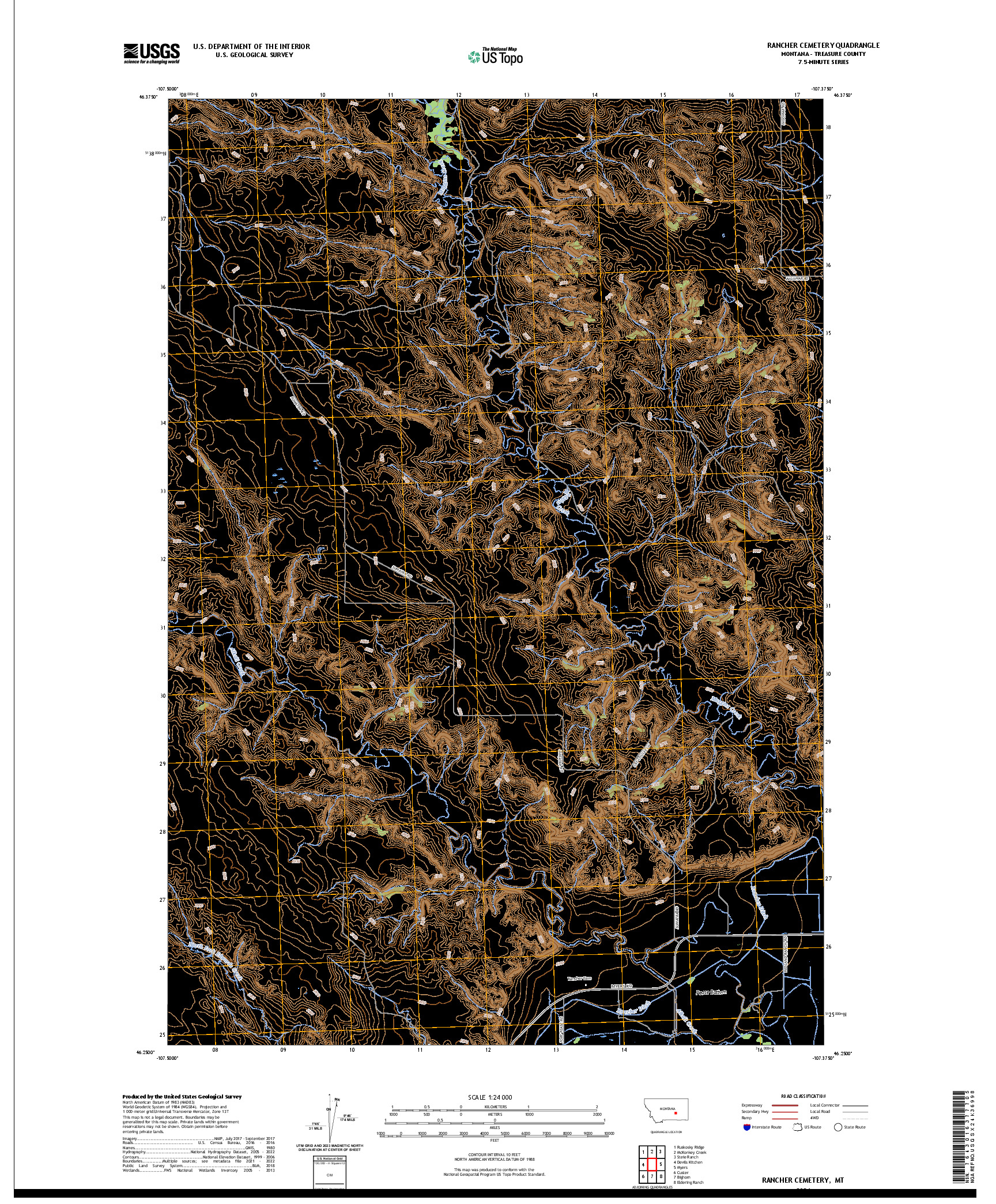US TOPO 7.5-MINUTE MAP FOR RANCHER CEMETERY, MT