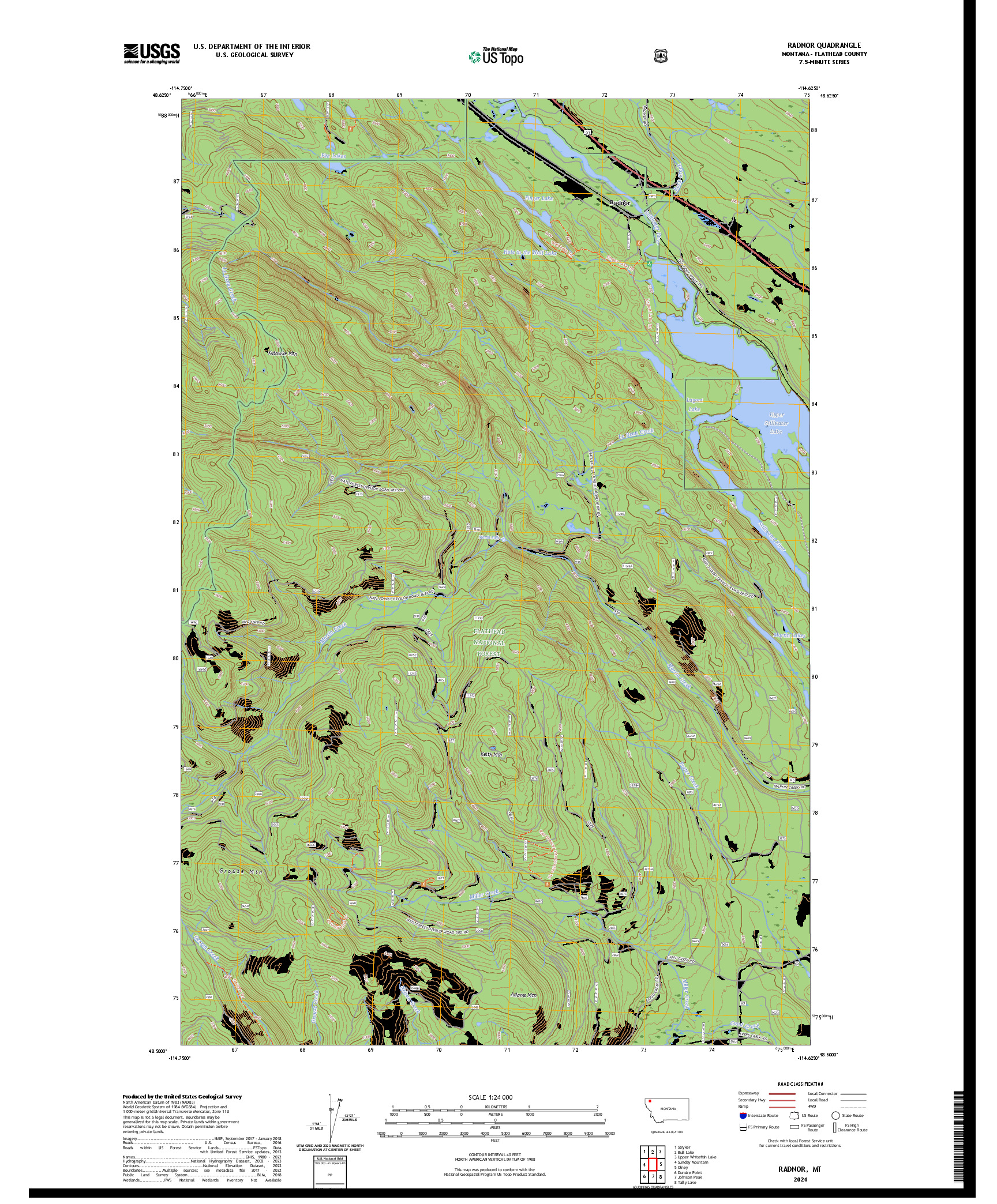 US TOPO 7.5-MINUTE MAP FOR RADNOR, MT