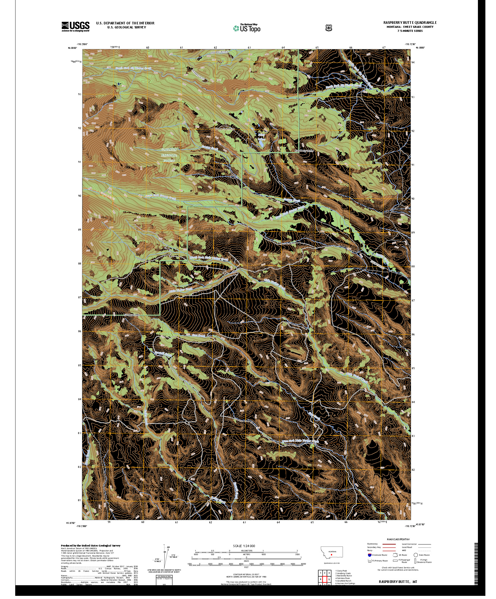 US TOPO 7.5-MINUTE MAP FOR RASPBERRY BUTTE, MT