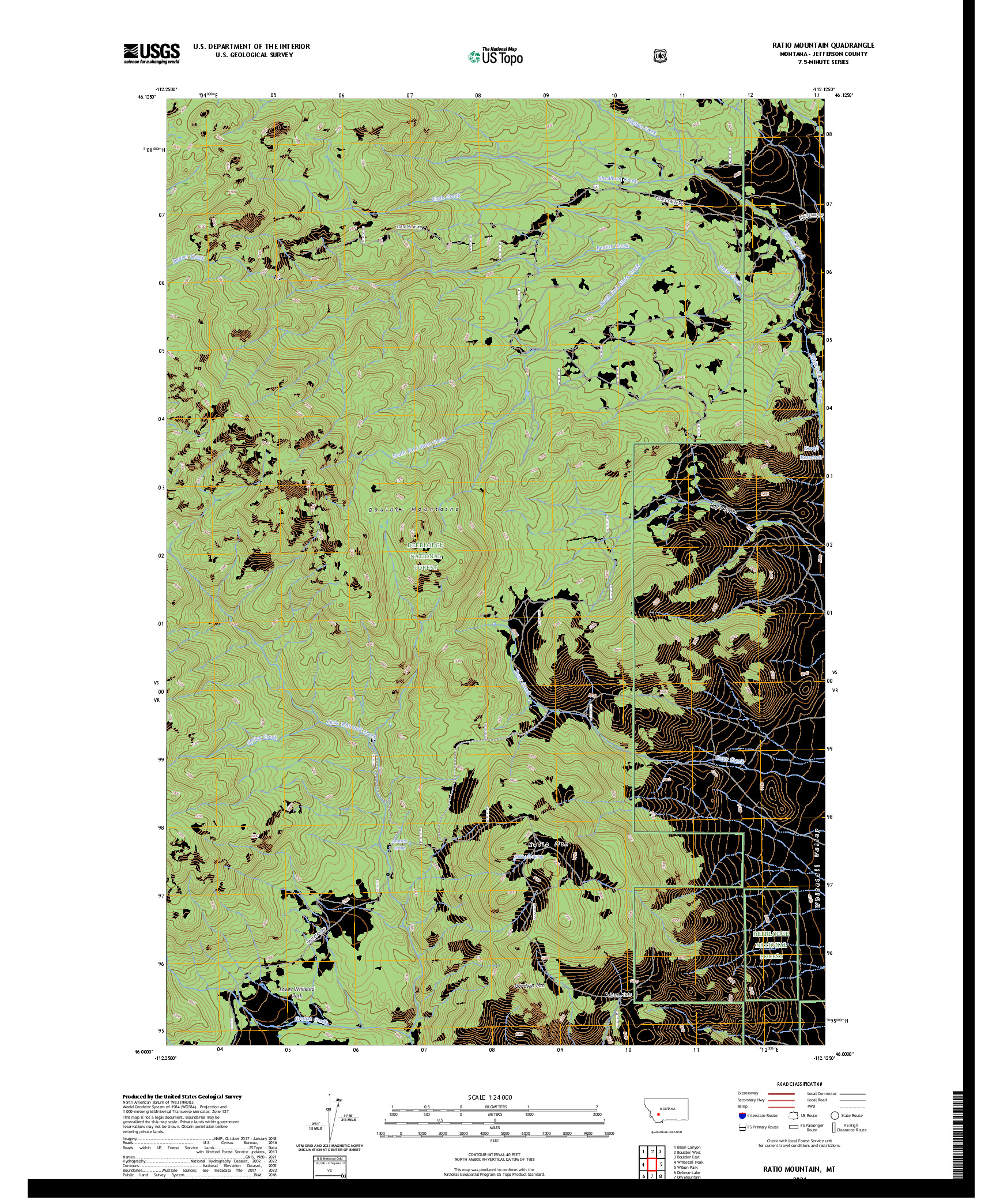 US TOPO 7.5-MINUTE MAP FOR RATIO MOUNTAIN, MT