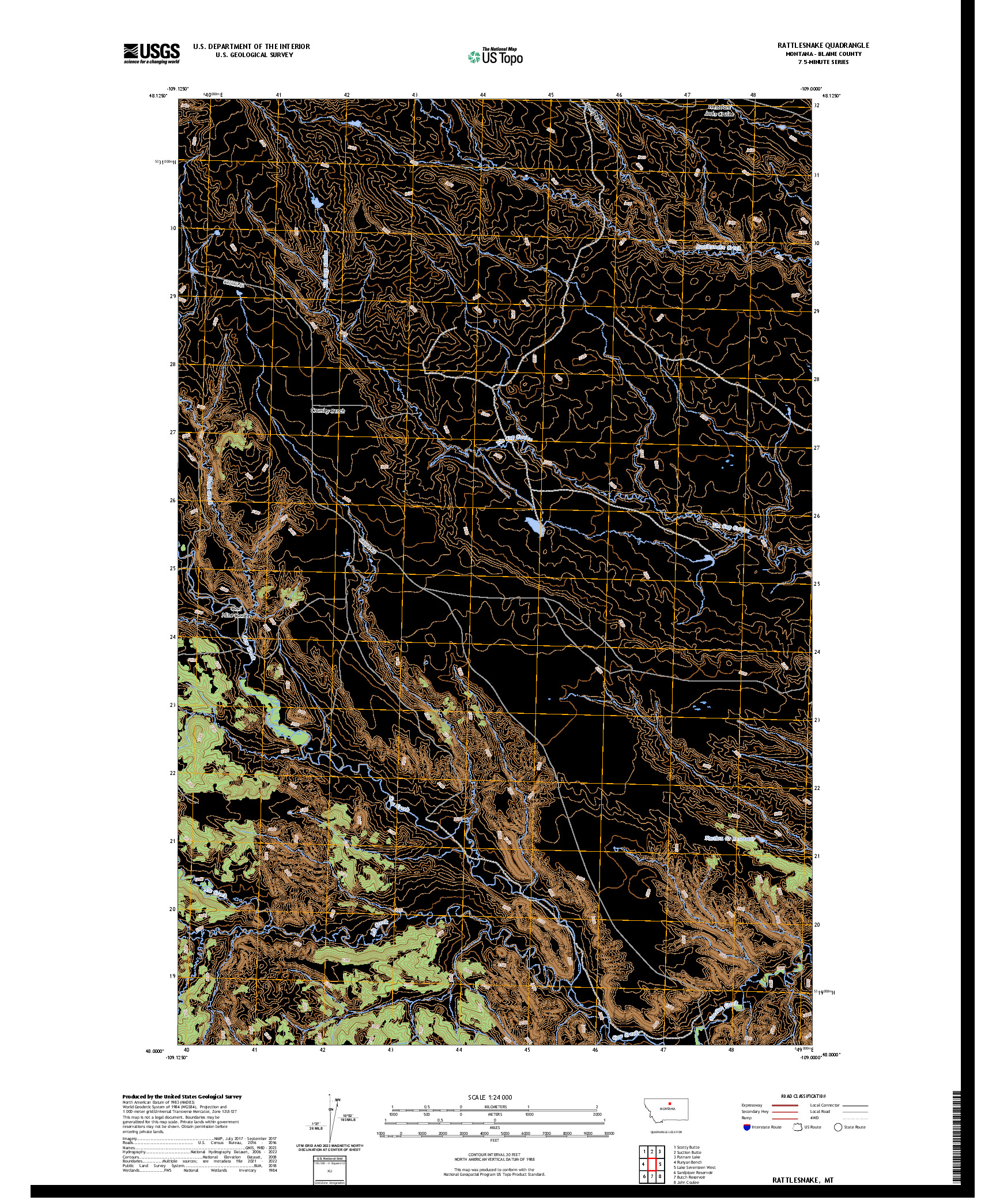 US TOPO 7.5-MINUTE MAP FOR RATTLESNAKE, MT