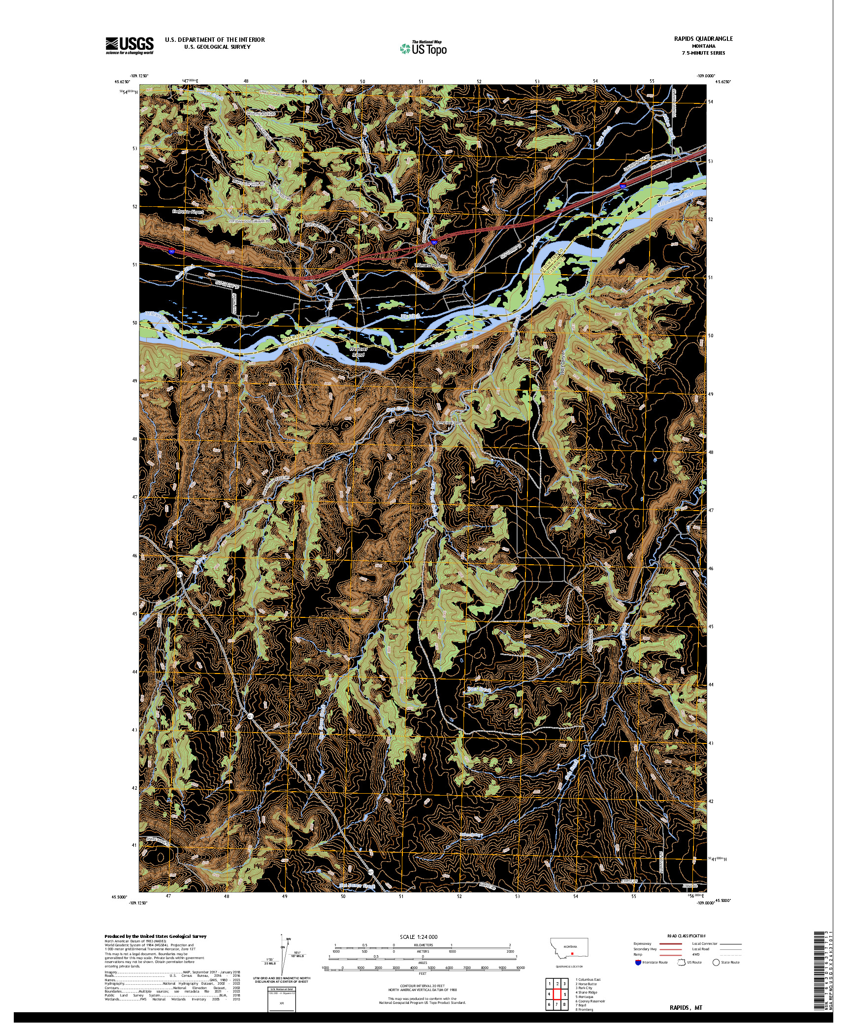 US TOPO 7.5-MINUTE MAP FOR RAPIDS, MT