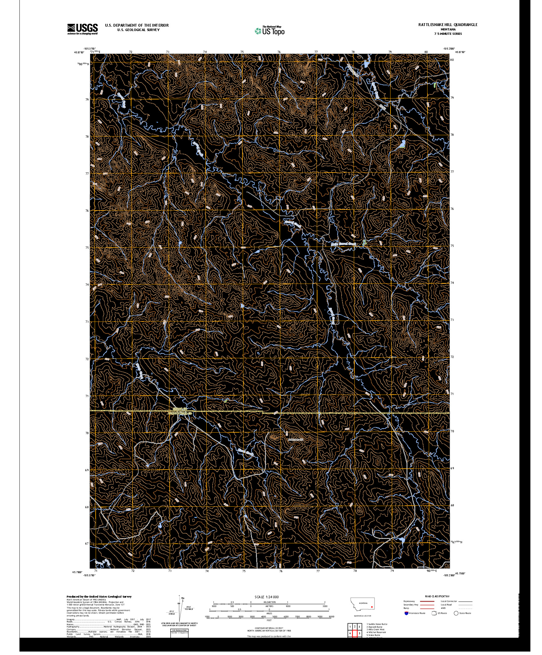 US TOPO 7.5-MINUTE MAP FOR RATTLESNAKE HILL, MT