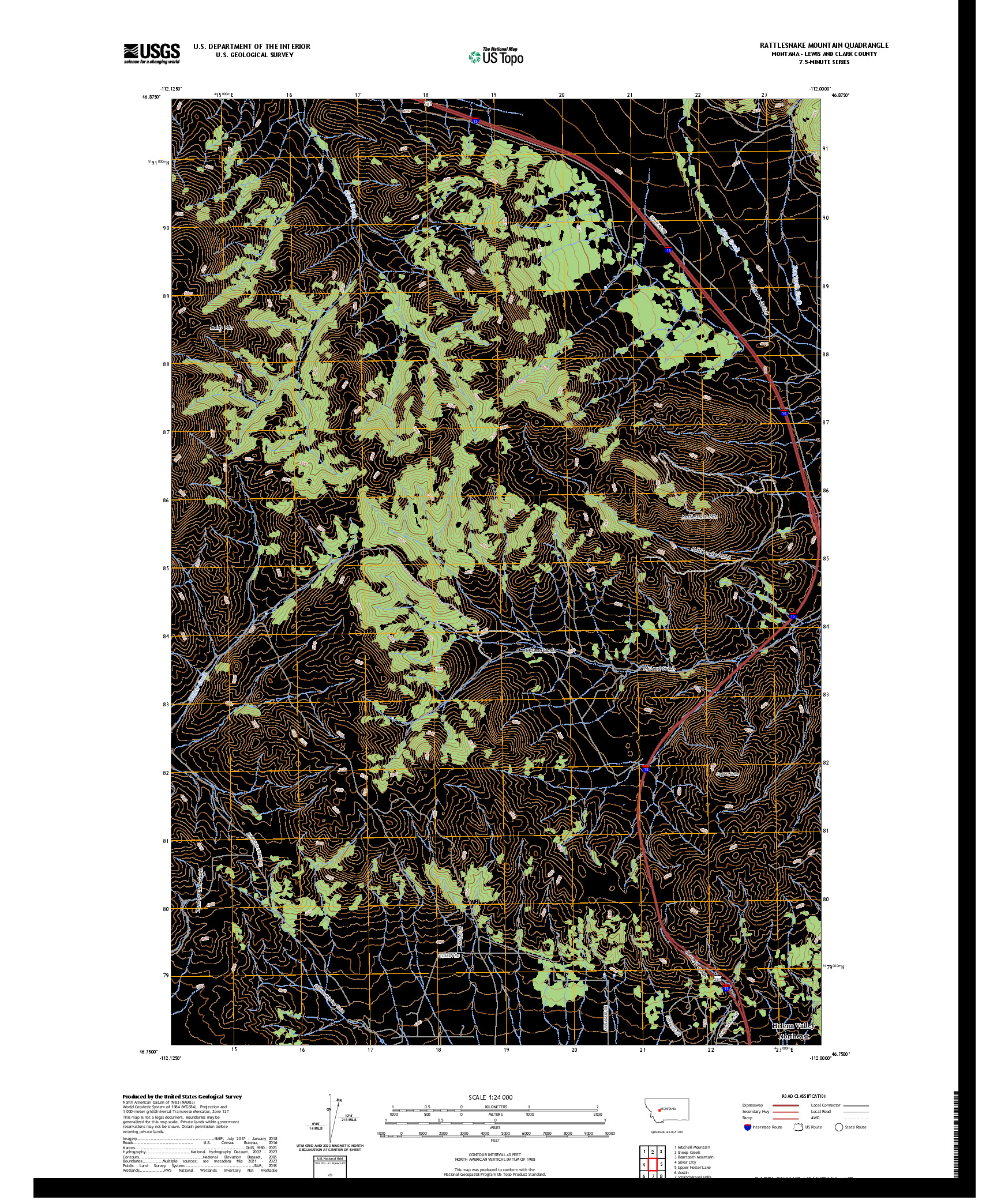 US TOPO 7.5-MINUTE MAP FOR RATTLESNAKE MOUNTAIN, MT